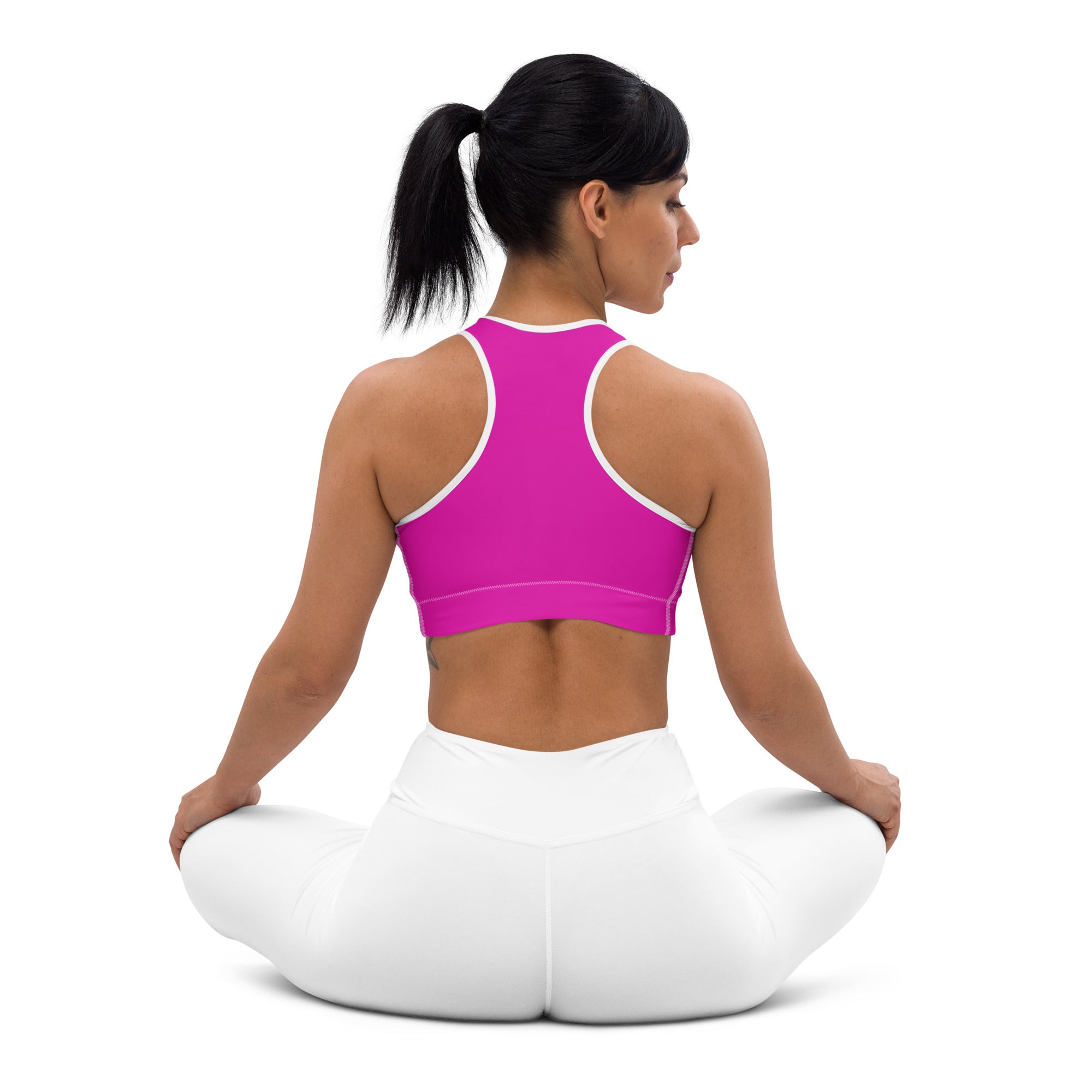 Neon Pink Padded Sports Workout Bra