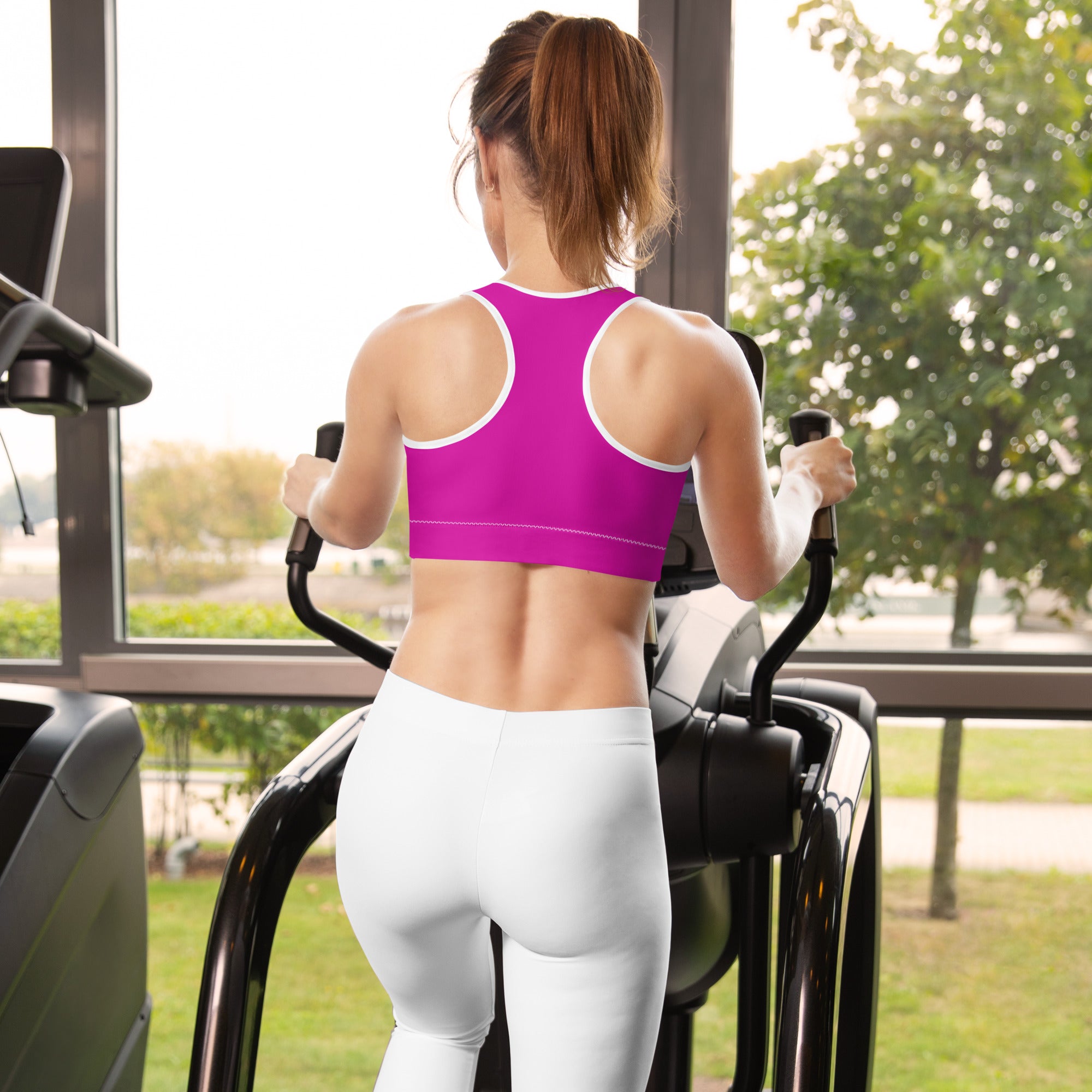 Neon Pink Padded Sports Workout Bra