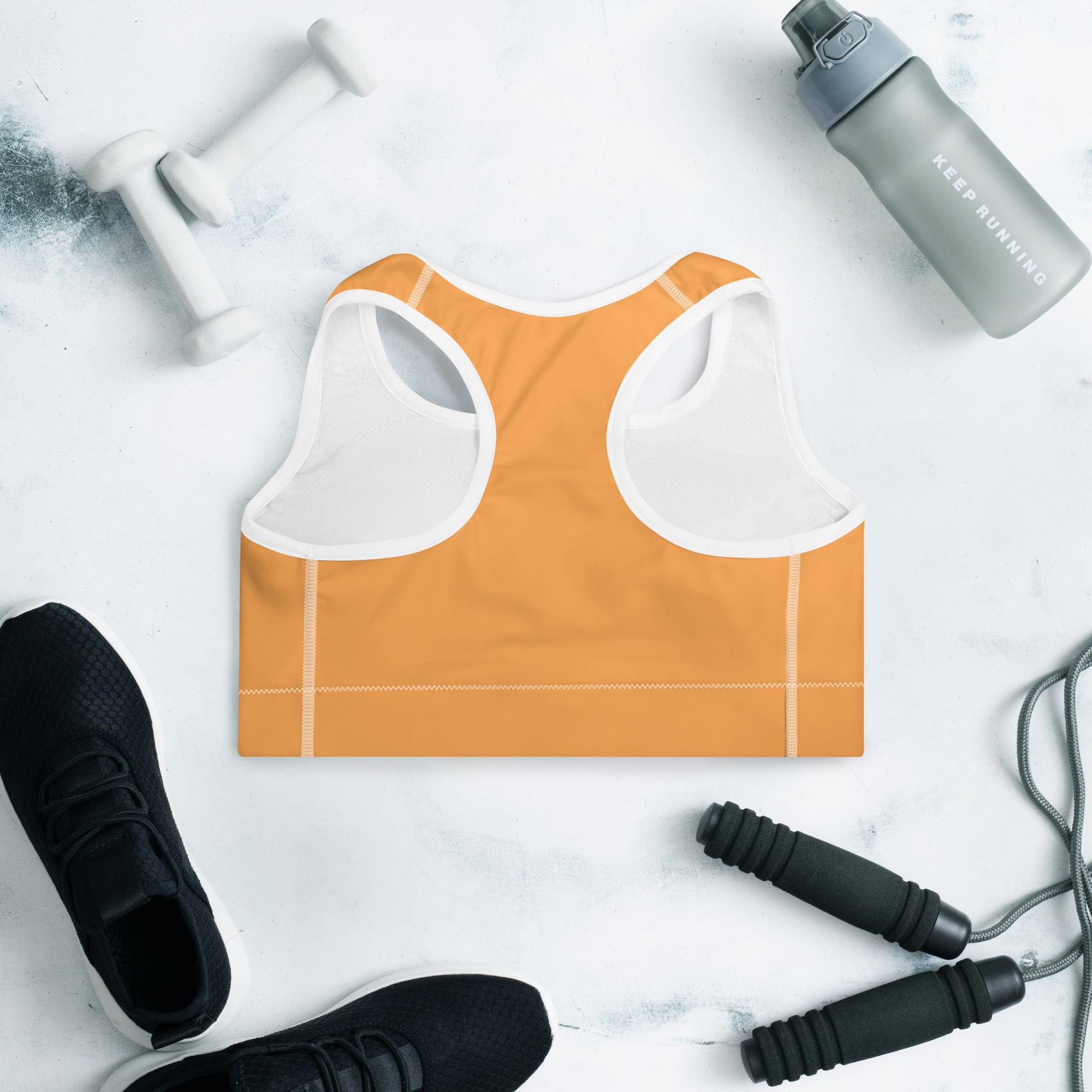 Sporty Orange Padded Gym Sports & Workout Bra