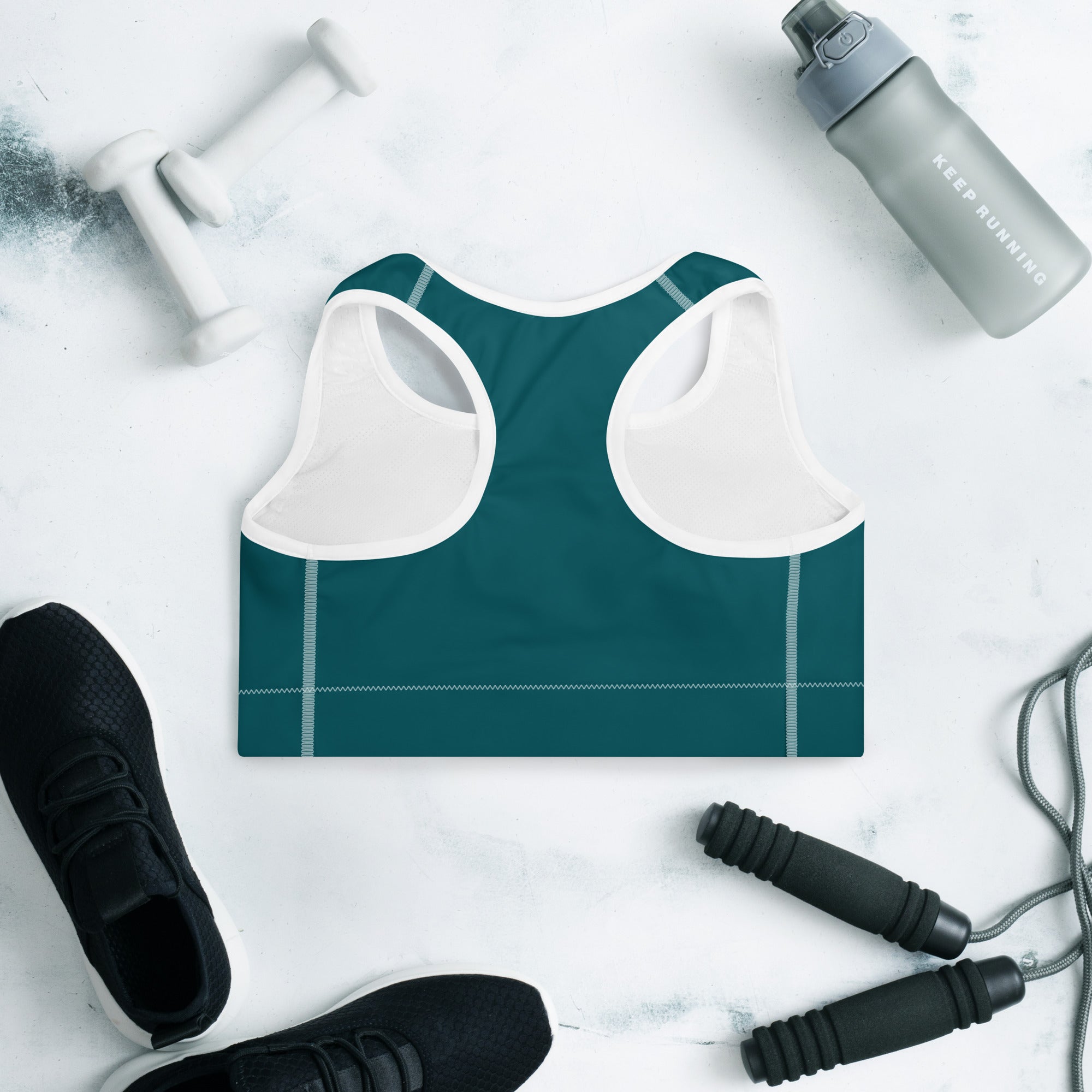 Seamless Teal Padded Gym Sports & Workout Bra