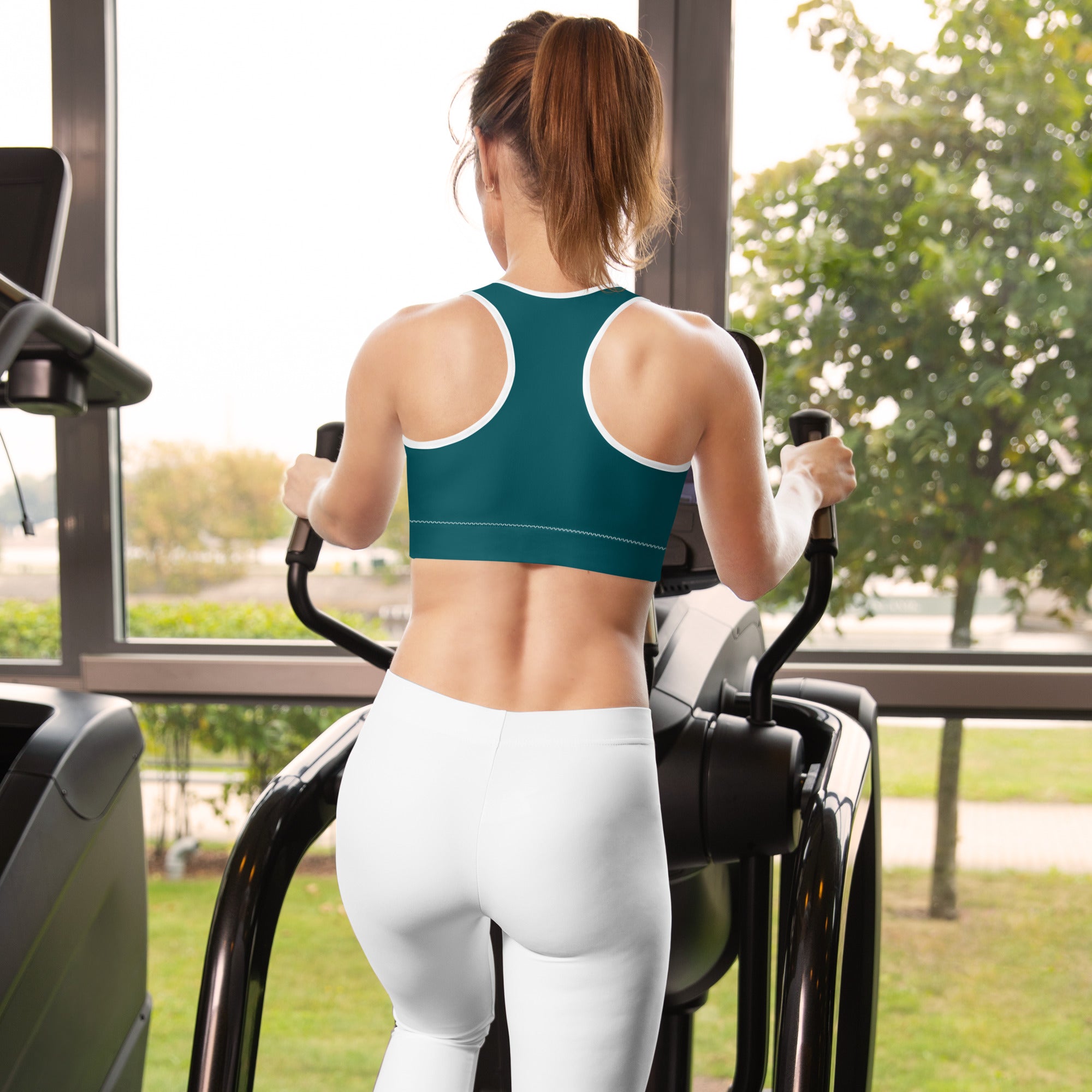 Seamless Teal Padded Gym Sports & Workout Bra