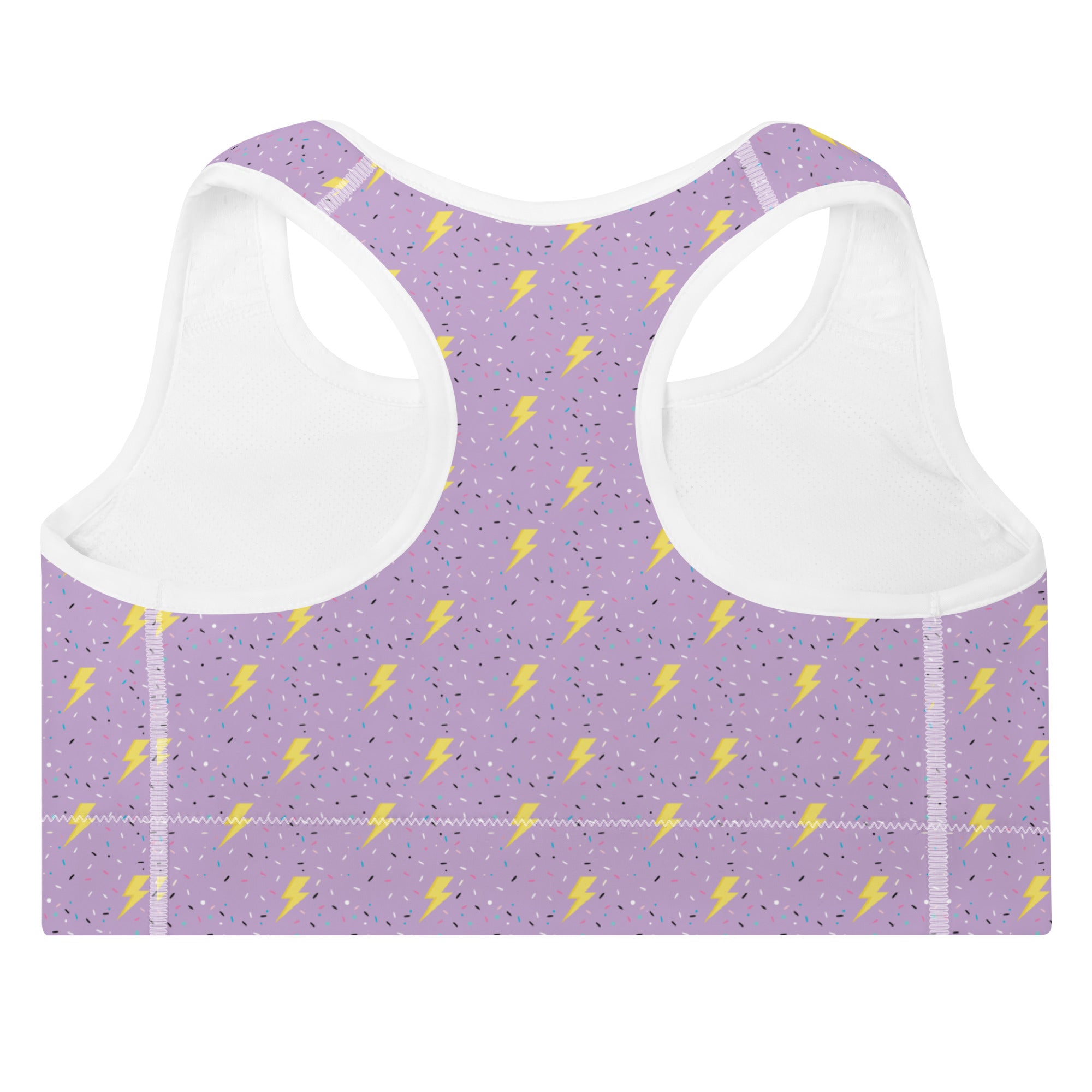 Preppy Lightning Bolts Purple Padded Sports Bra