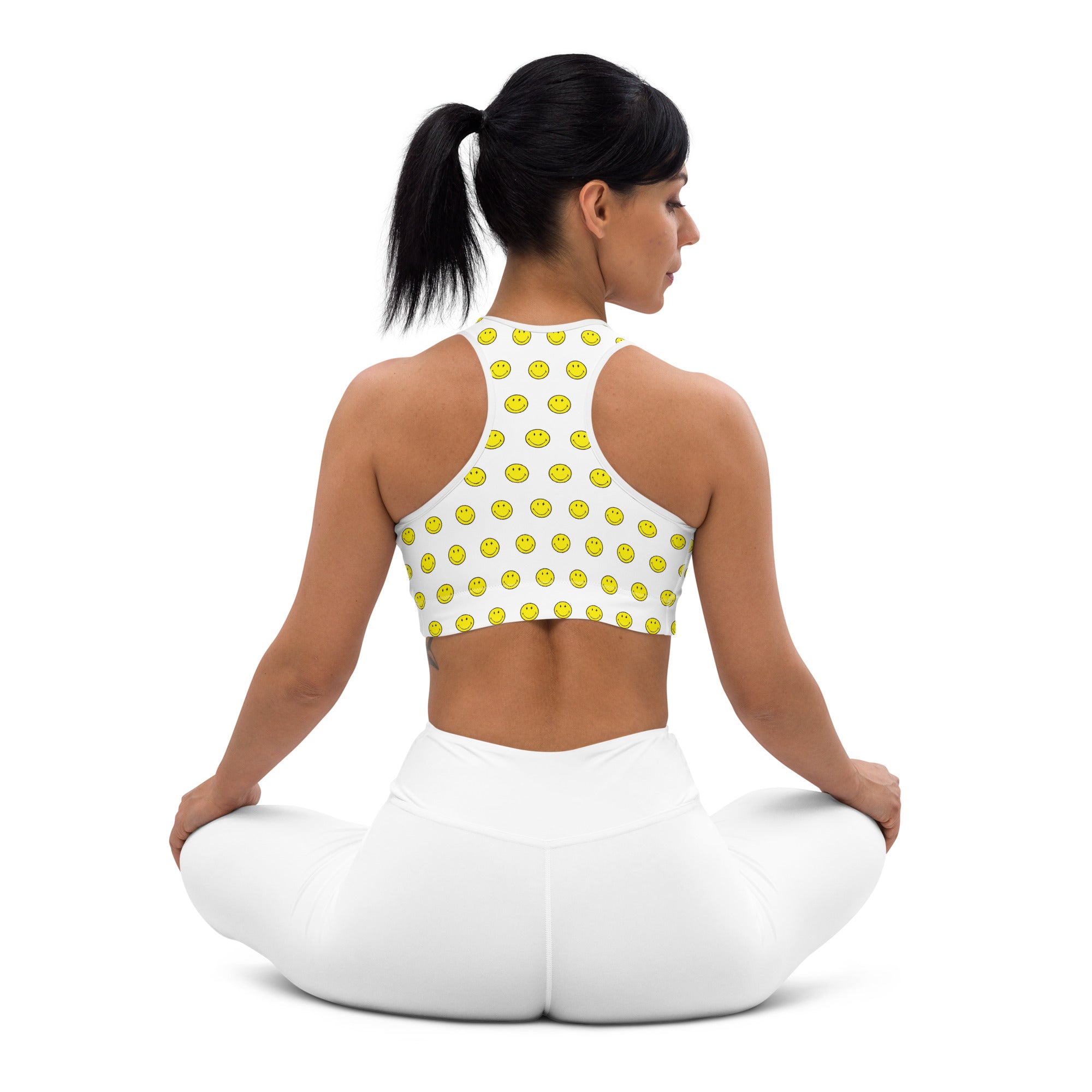 Preppy Smiley Face Padded Gym & Sports Bra
