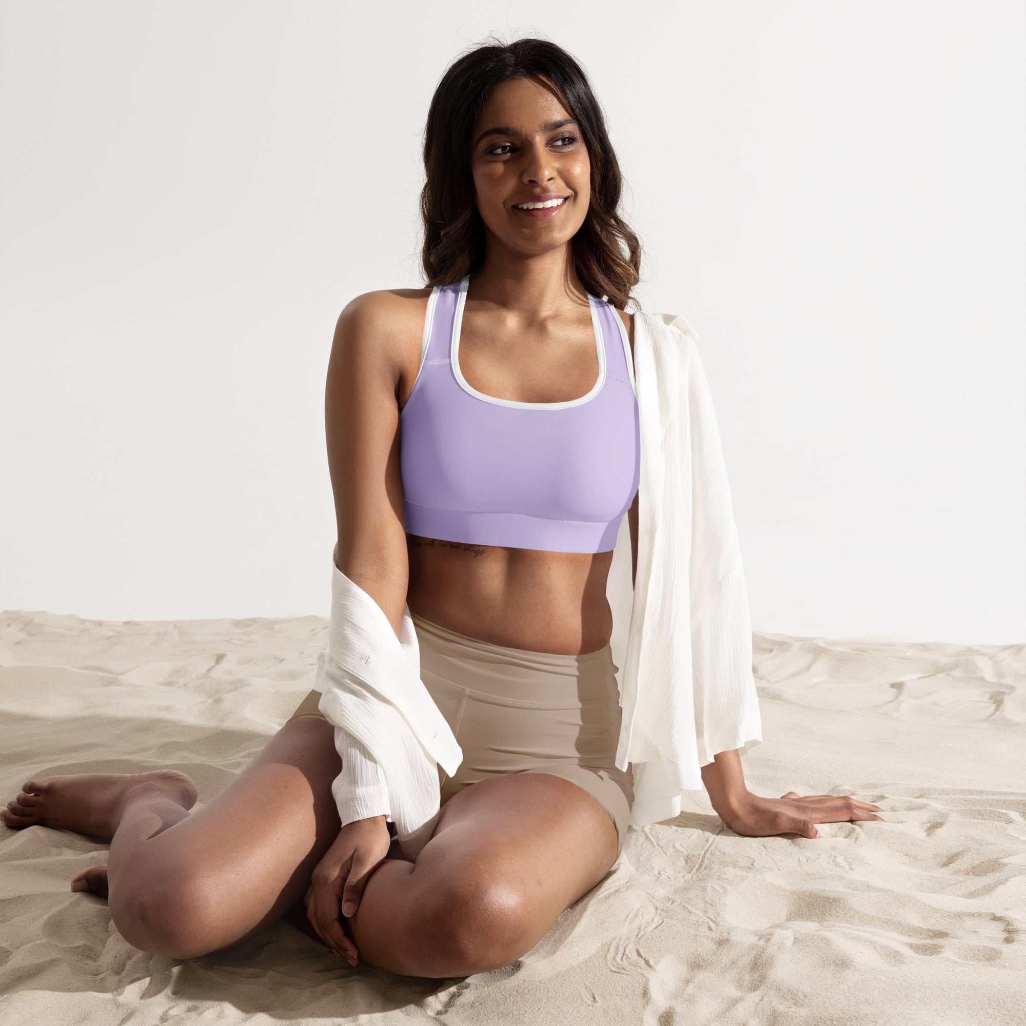 Preppy Plain Purple Padded Sports Bra