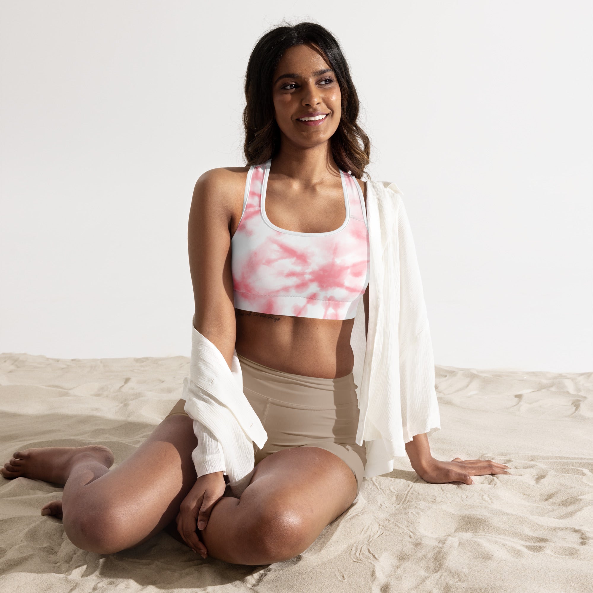 Cute Pink Tie Dye Padded Gym & Sports Bra