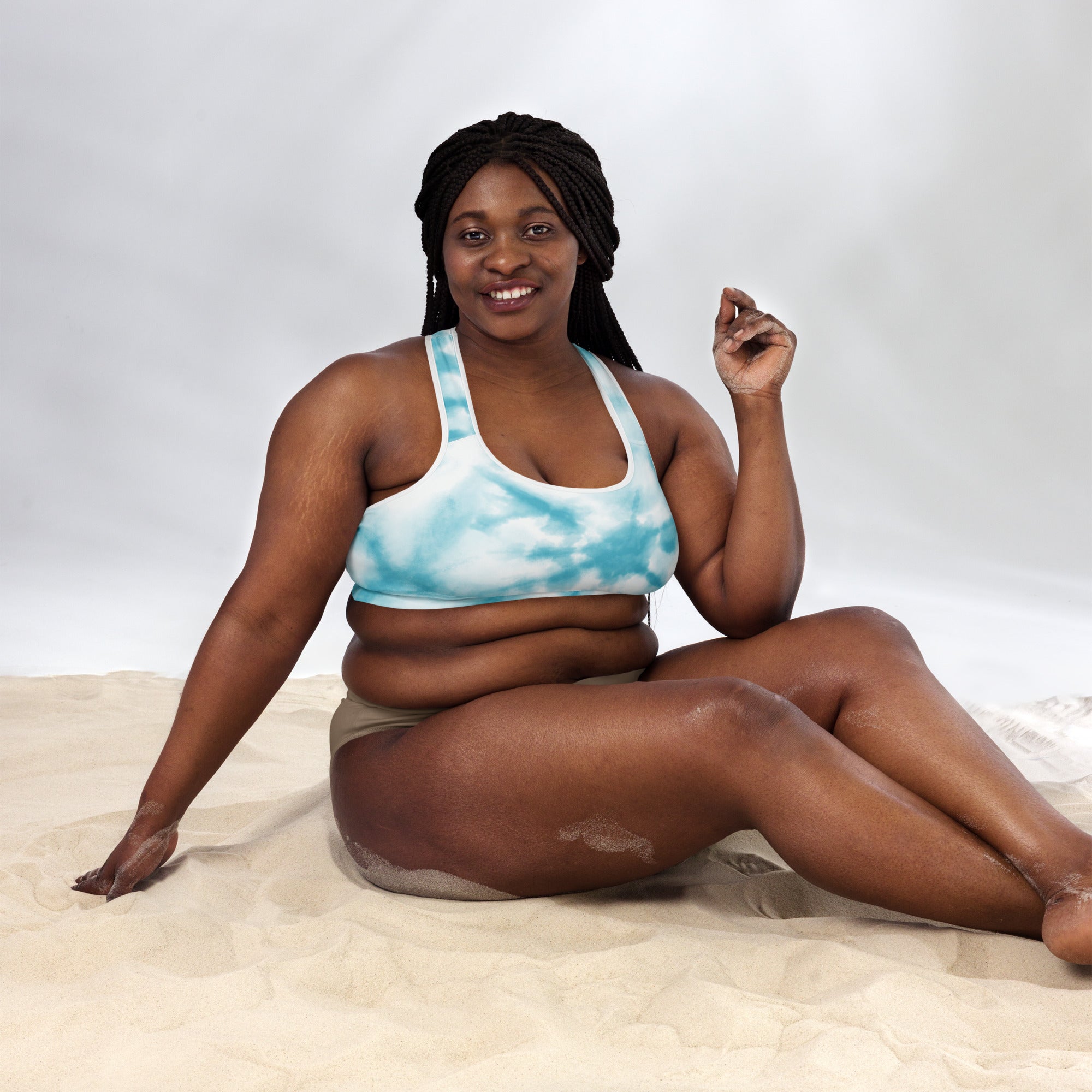 Preppy Blue Tie Dye Padded Gym & Sports Bra