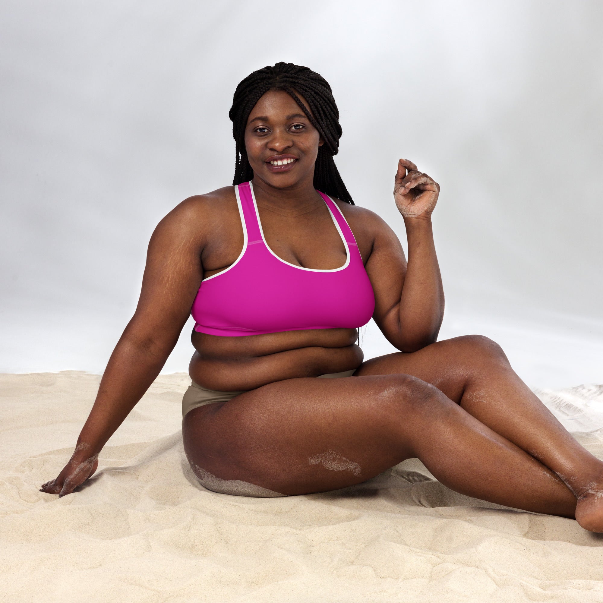 Neon Pink Padded Sports Workout Bra