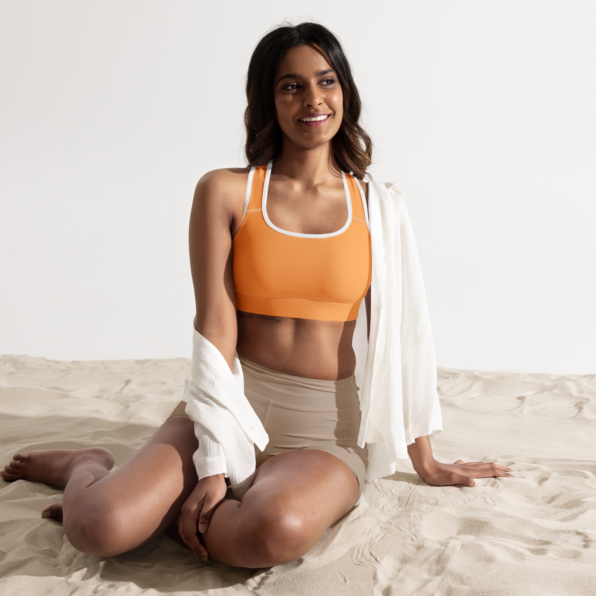 Sporty Orange Padded Gym Sports & Workout Bra