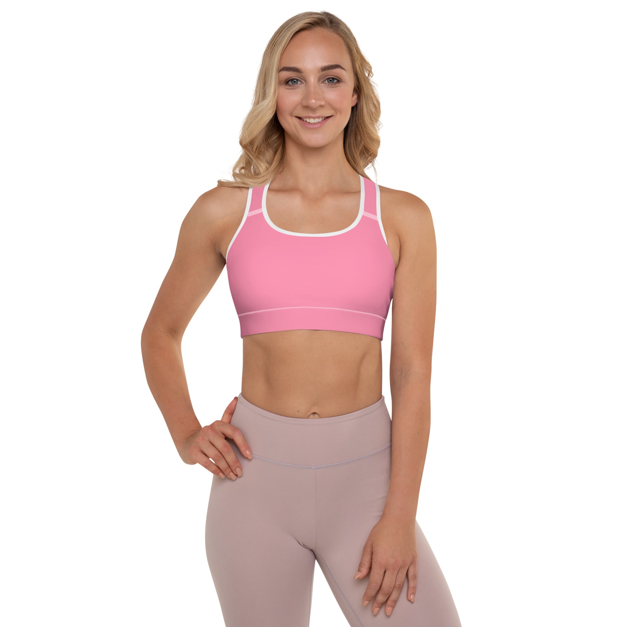 Preppy Plain Pink Padded Sports Bra