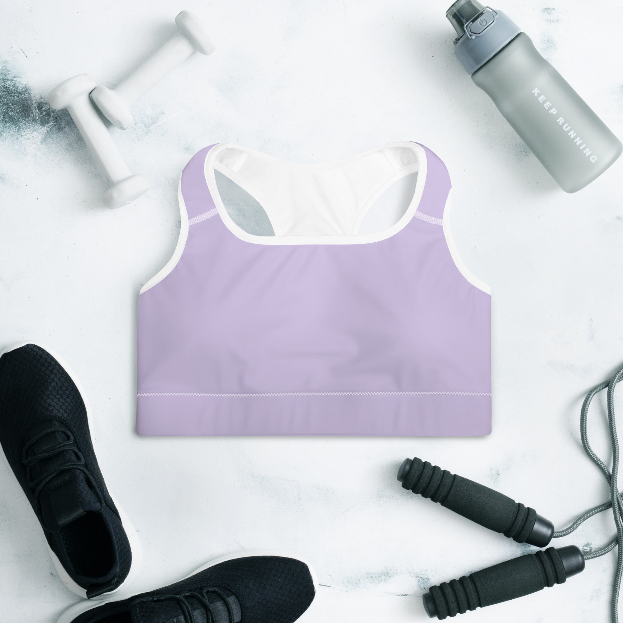 Preppy Plain Purple Padded Sports Bra