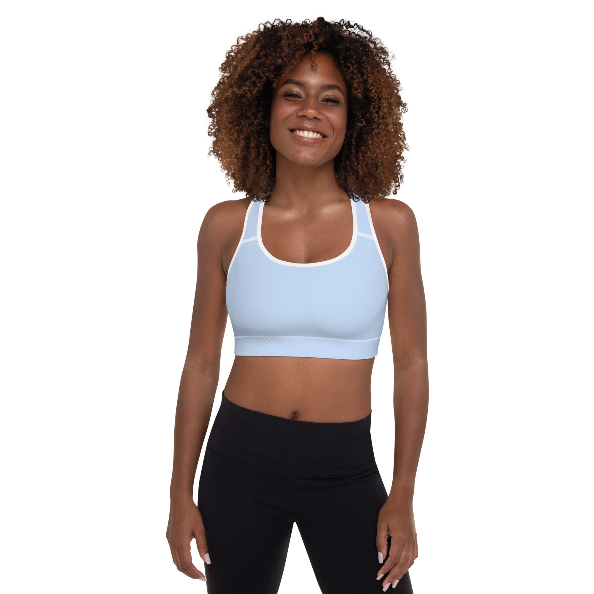 Preppy Plain Baby Blue Padded Sports Bra