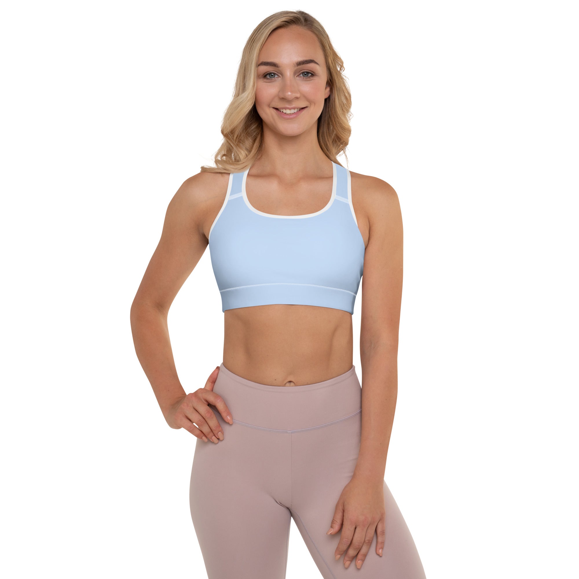 Preppy Plain Baby Blue Padded Sports Bra