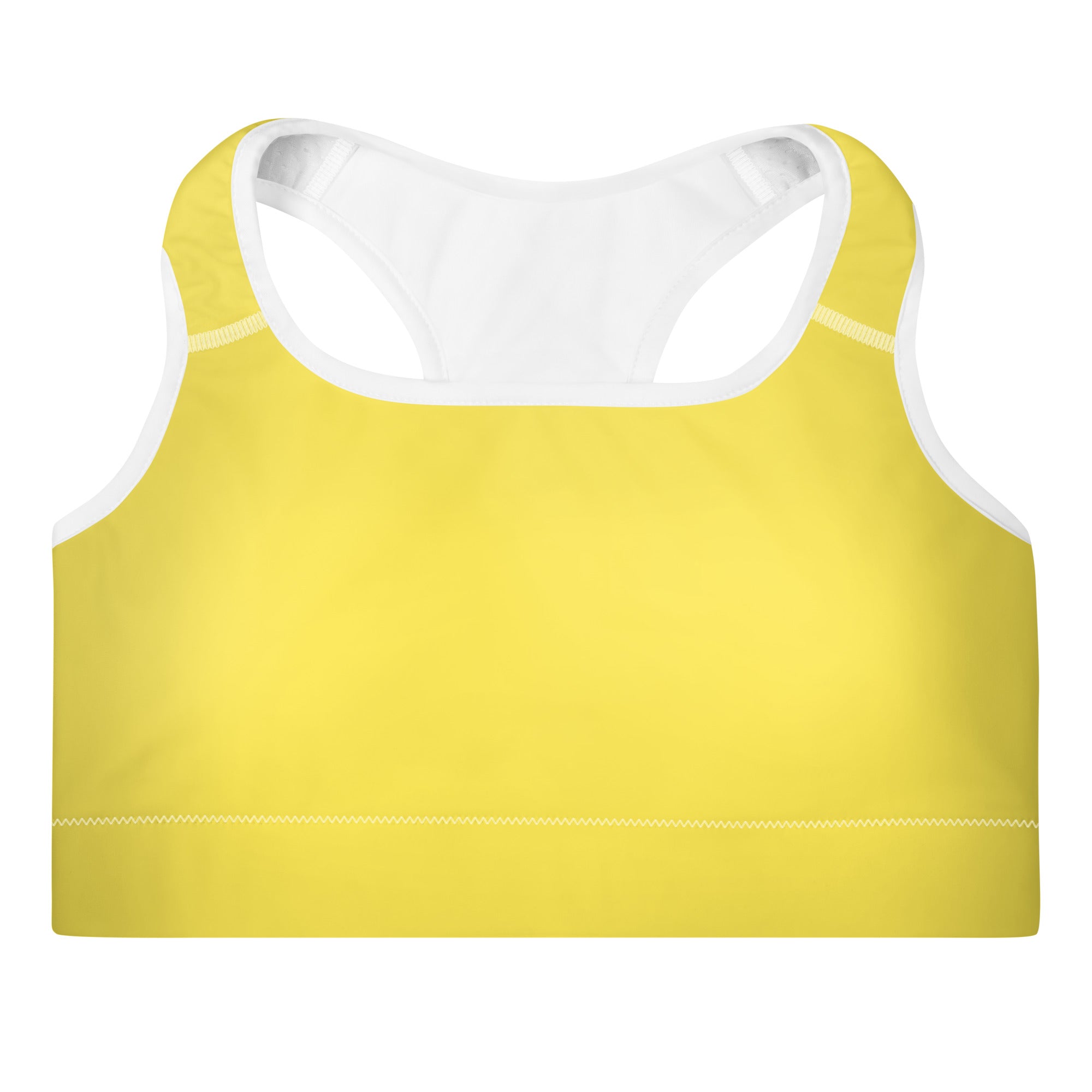 Preppy Plain Yellow Padded Sports Bra