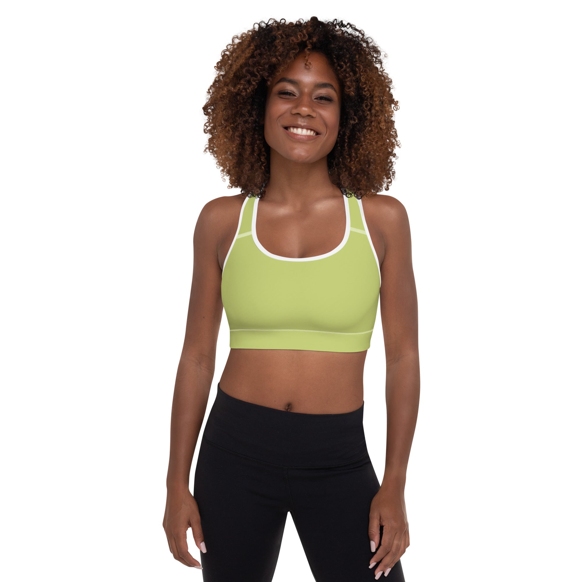 Preppy Plain Olive Green Padded Sports Bra