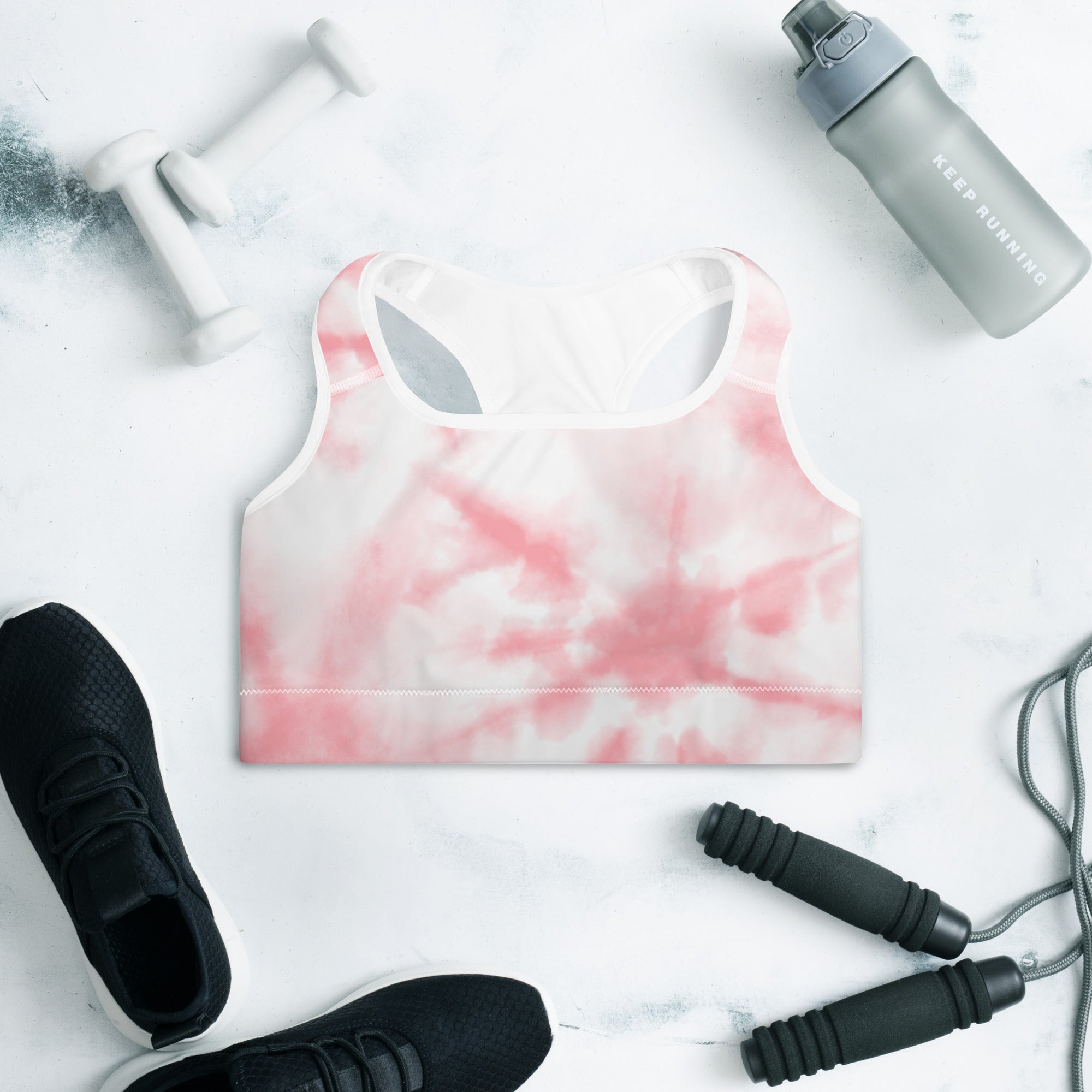 Cute Pink Tie Dye Padded Gym & Sports Bra