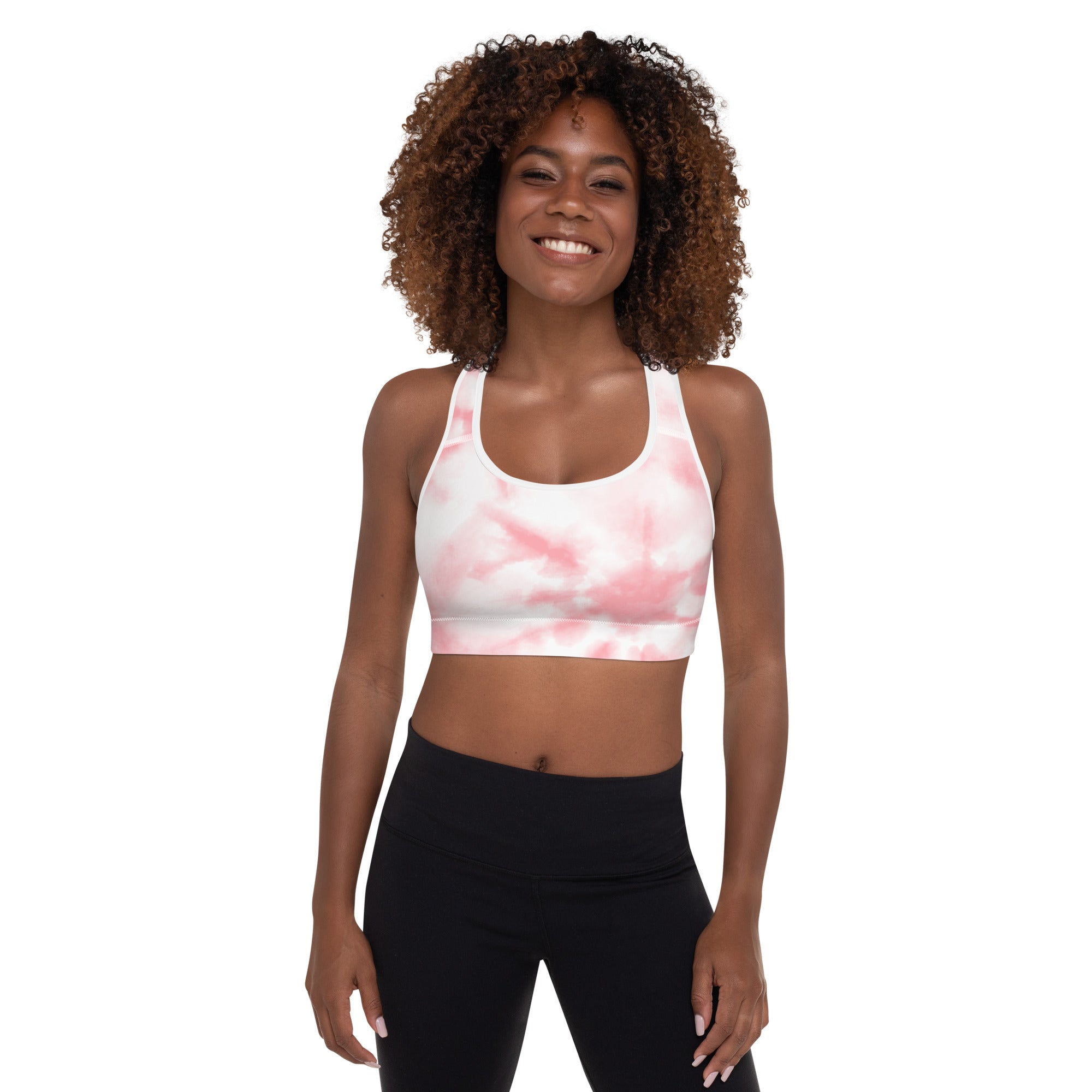 Cute Pink Tie Dye Padded Gym & Sports Bra