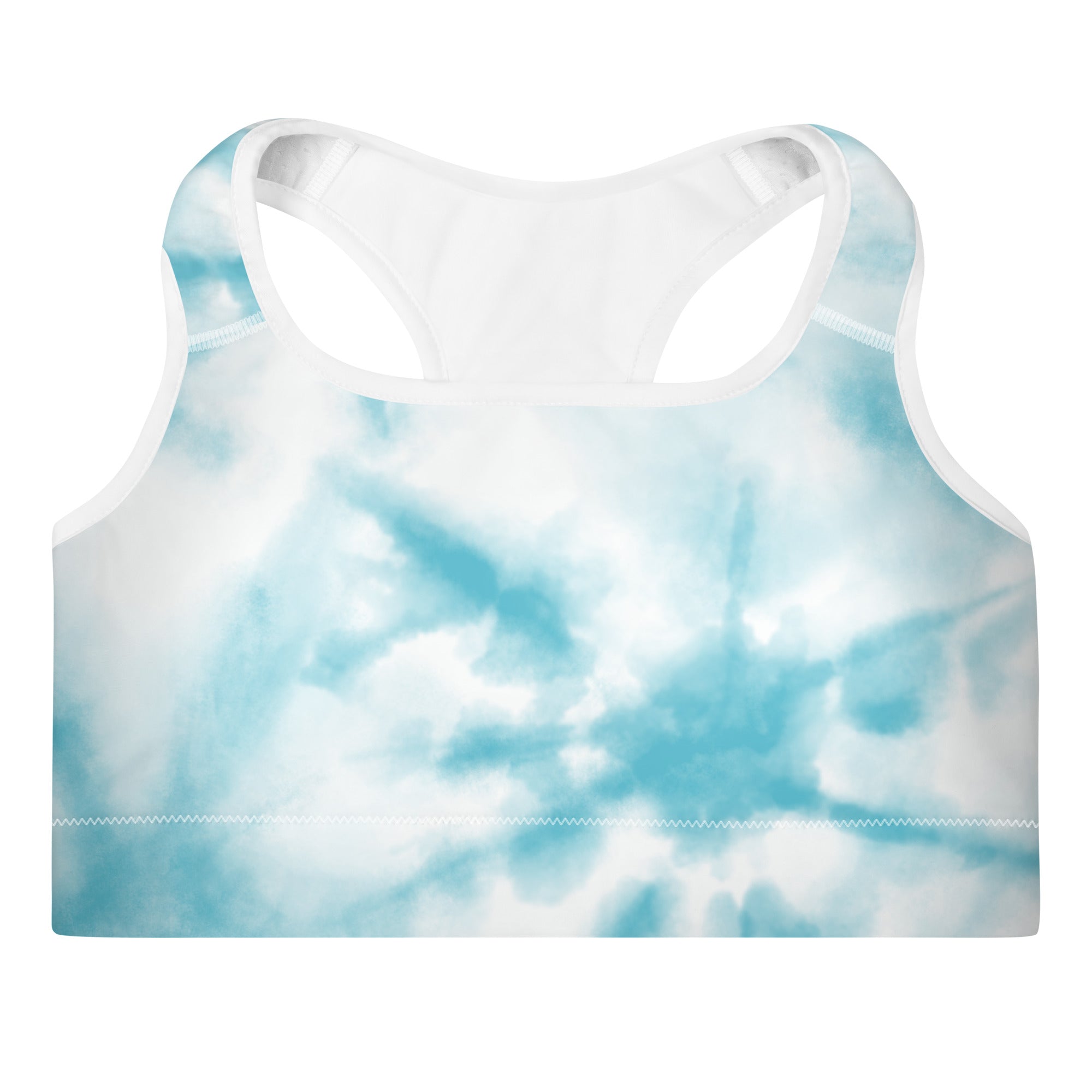 Preppy Blue Tie Dye Padded Gym & Sports Bra