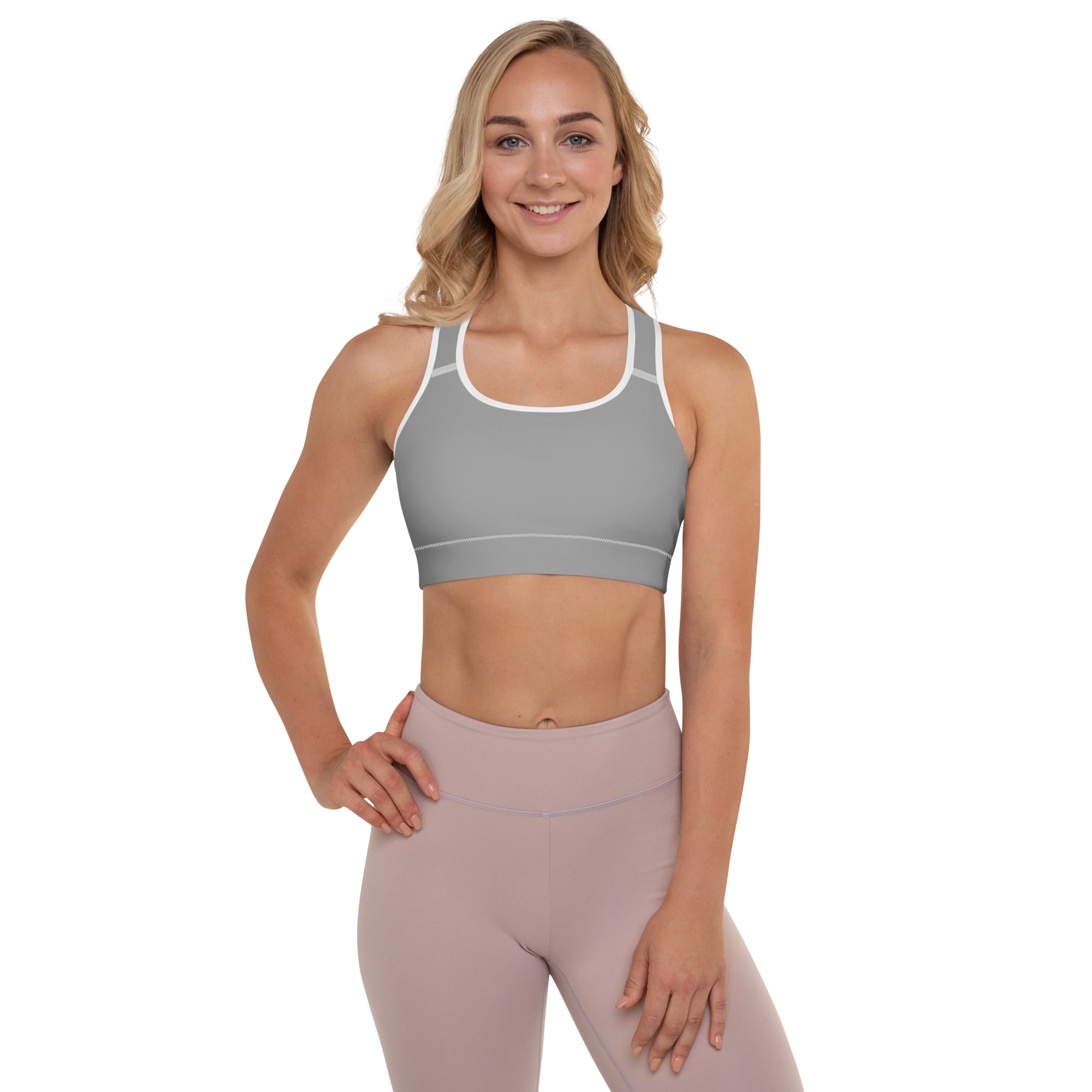 Preppy Aesthetic Grey Padded Sports Bra