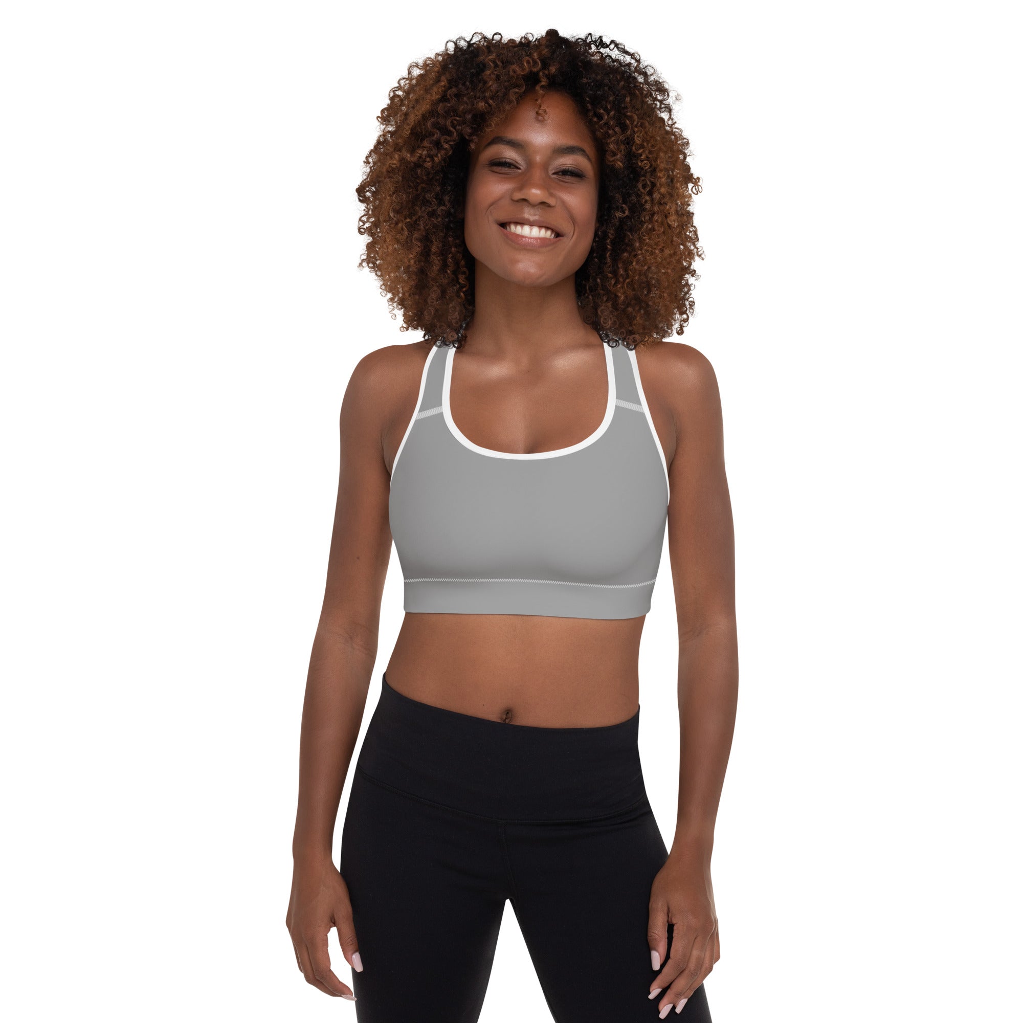 Preppy Aesthetic Grey Padded Sports Bra