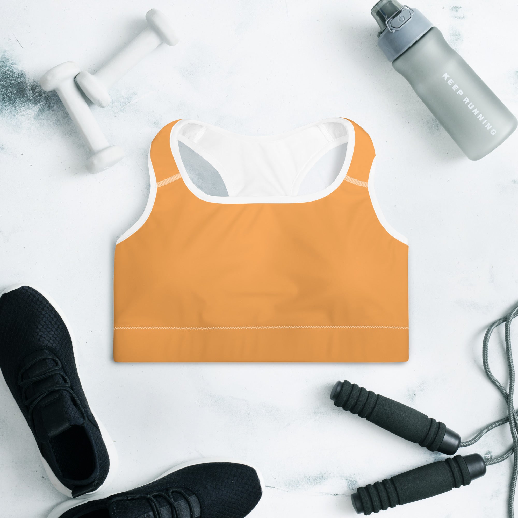 Sporty Orange Padded Gym Sports & Workout Bra