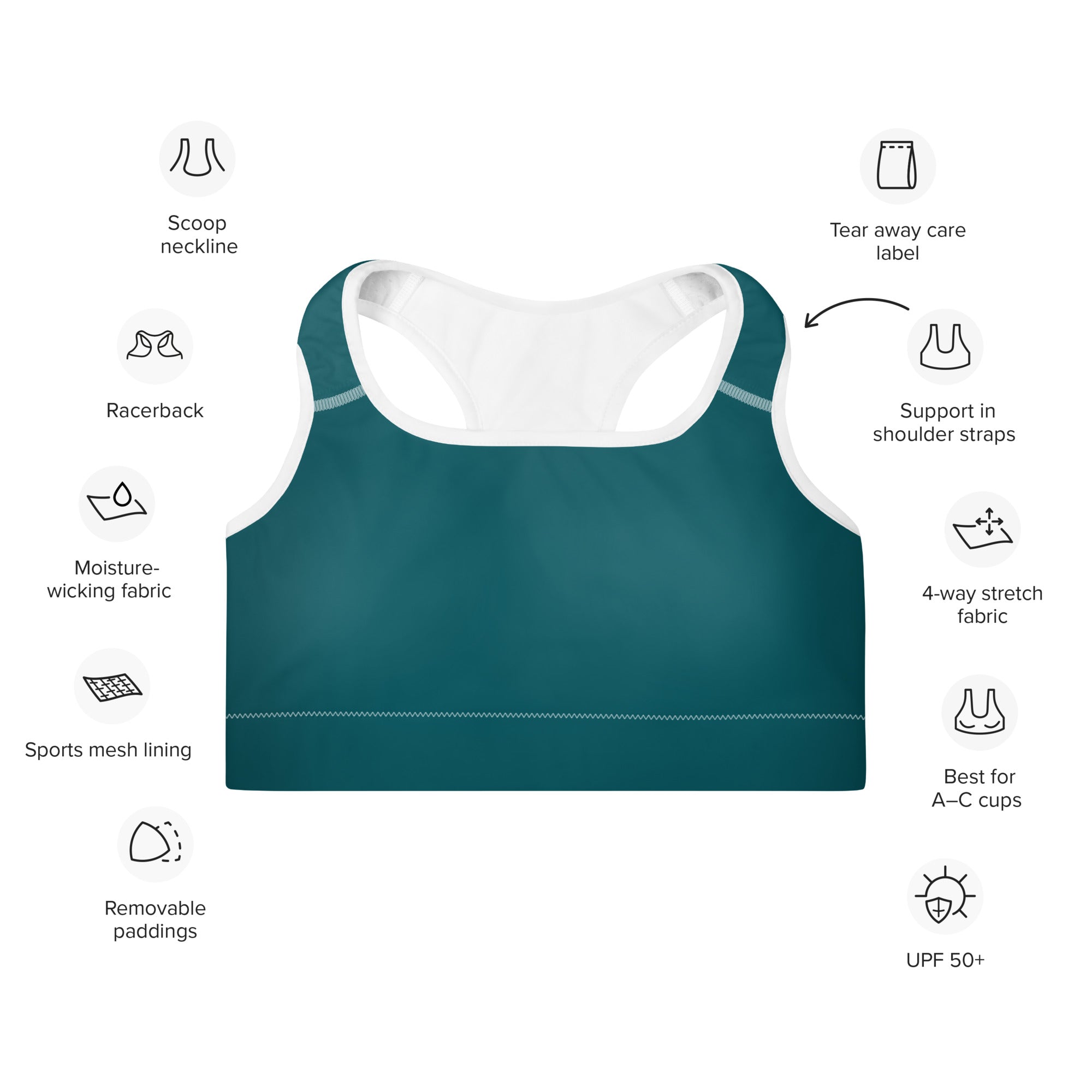 Seamless Teal Padded Gym Sports & Workout Bra
