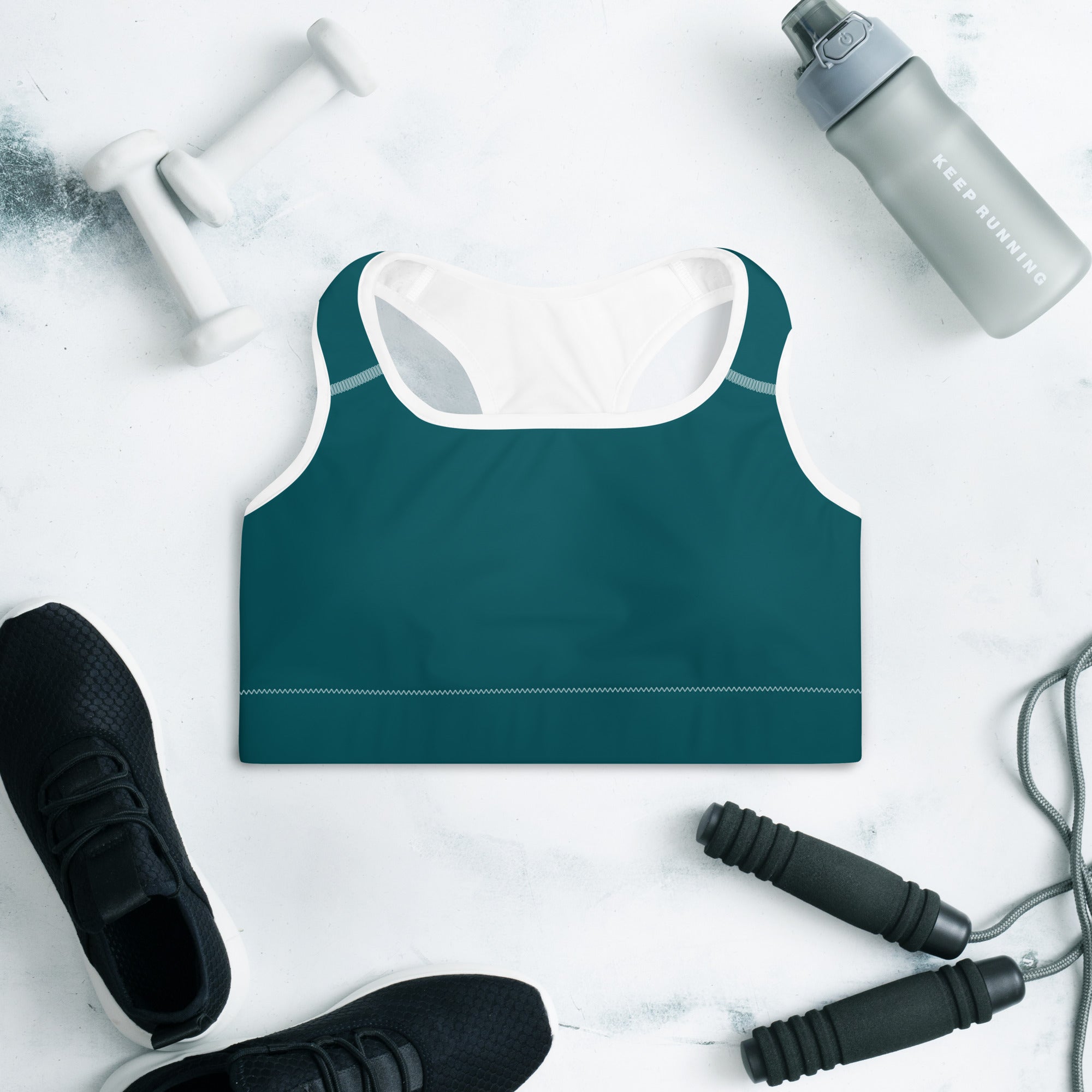 Seamless Teal Padded Gym Sports & Workout Bra