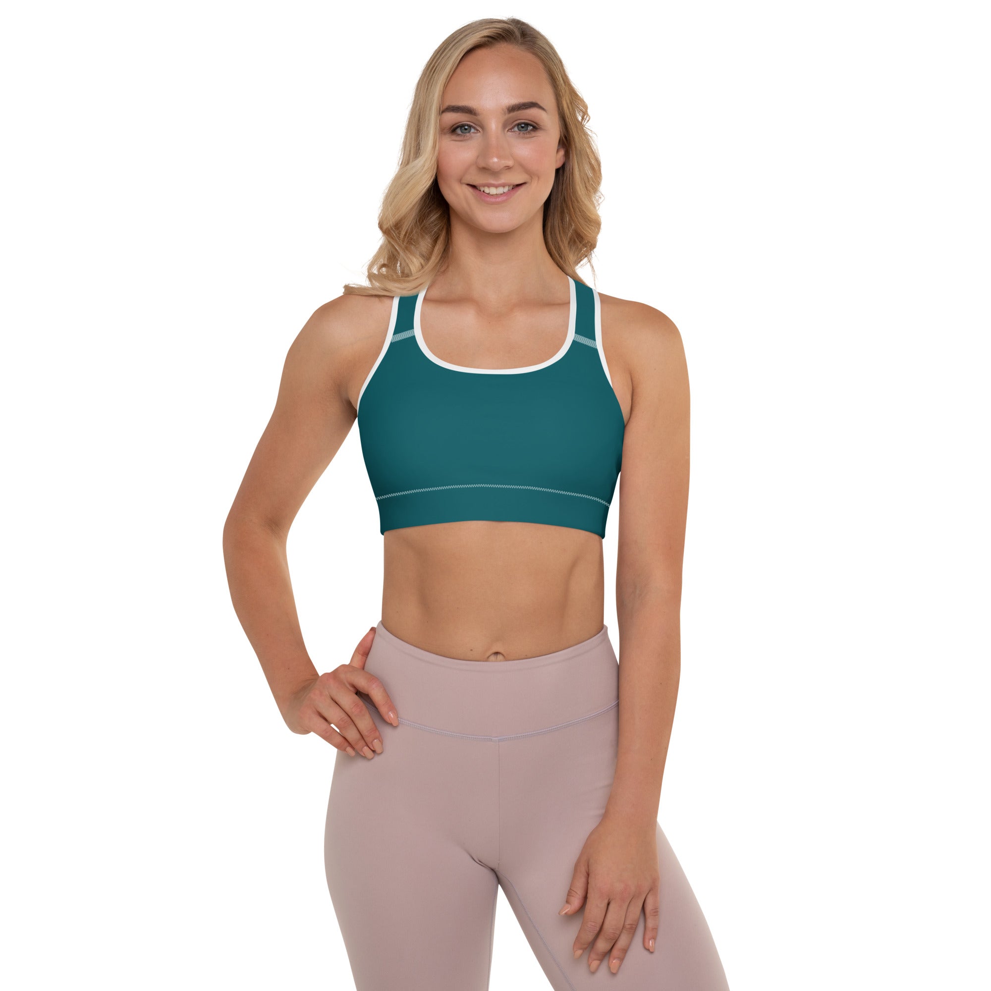 Seamless Teal Padded Gym Sports & Workout Bra