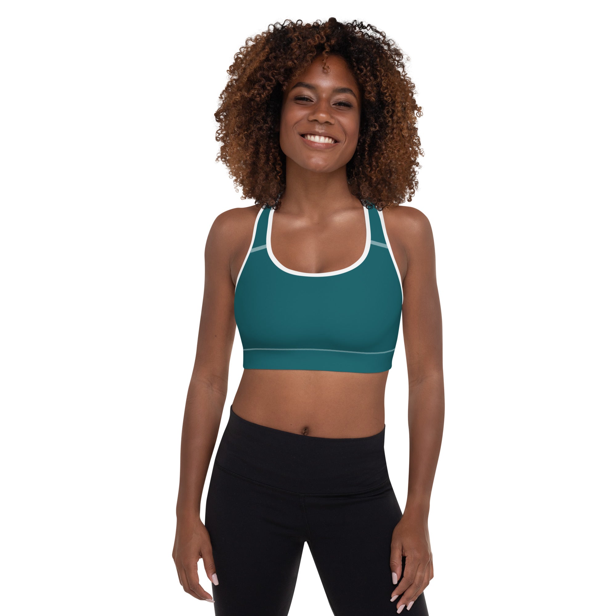 Seamless Teal Padded Gym Sports & Workout Bra