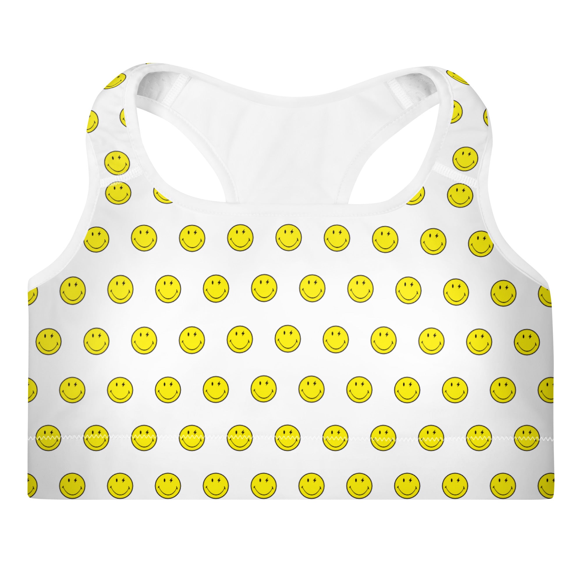 Preppy Smiley Face Padded Gym & Sports Bra