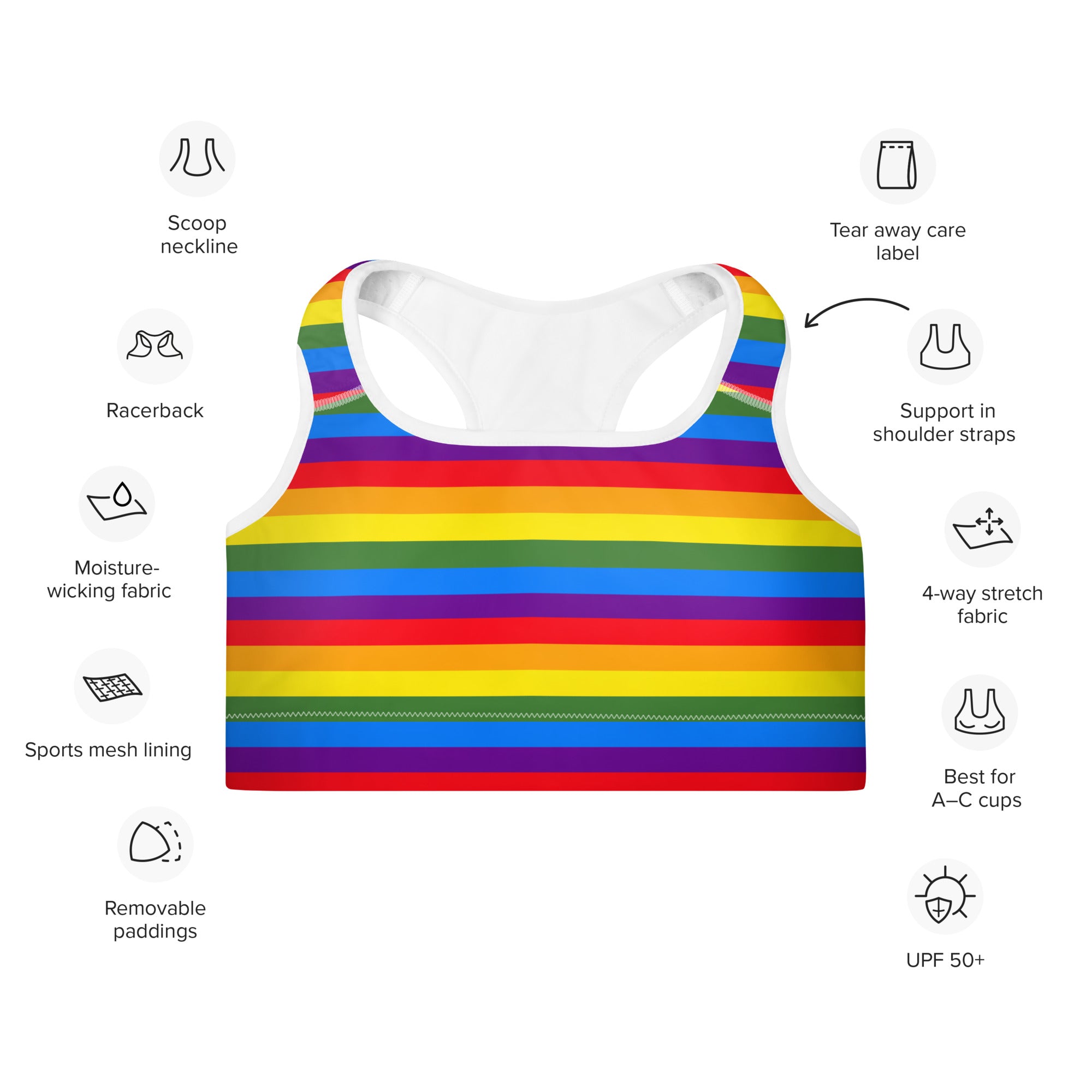 Pride Rainbow Padded Gym & Sports Bra
