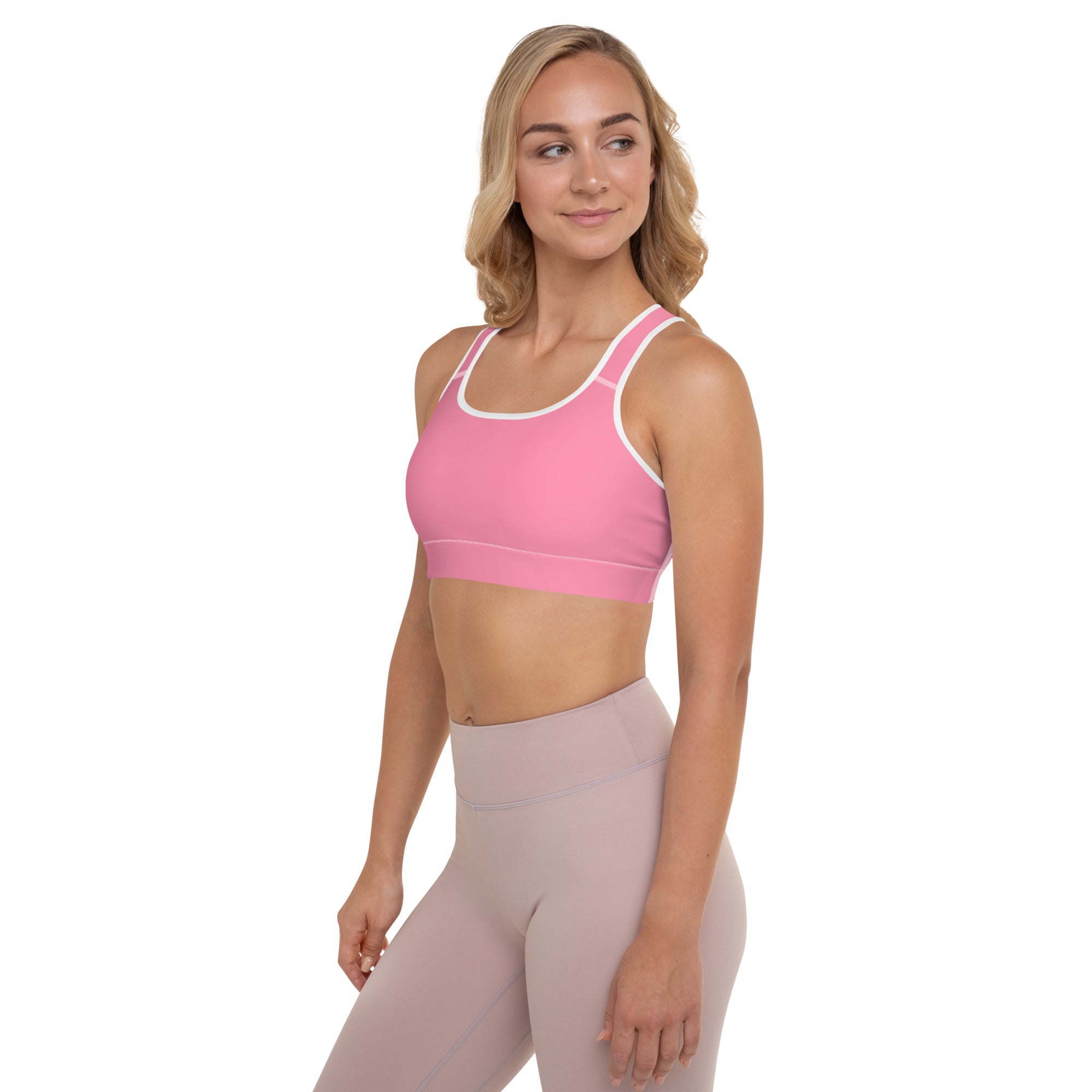 Preppy Plain Pink Padded Sports Bra