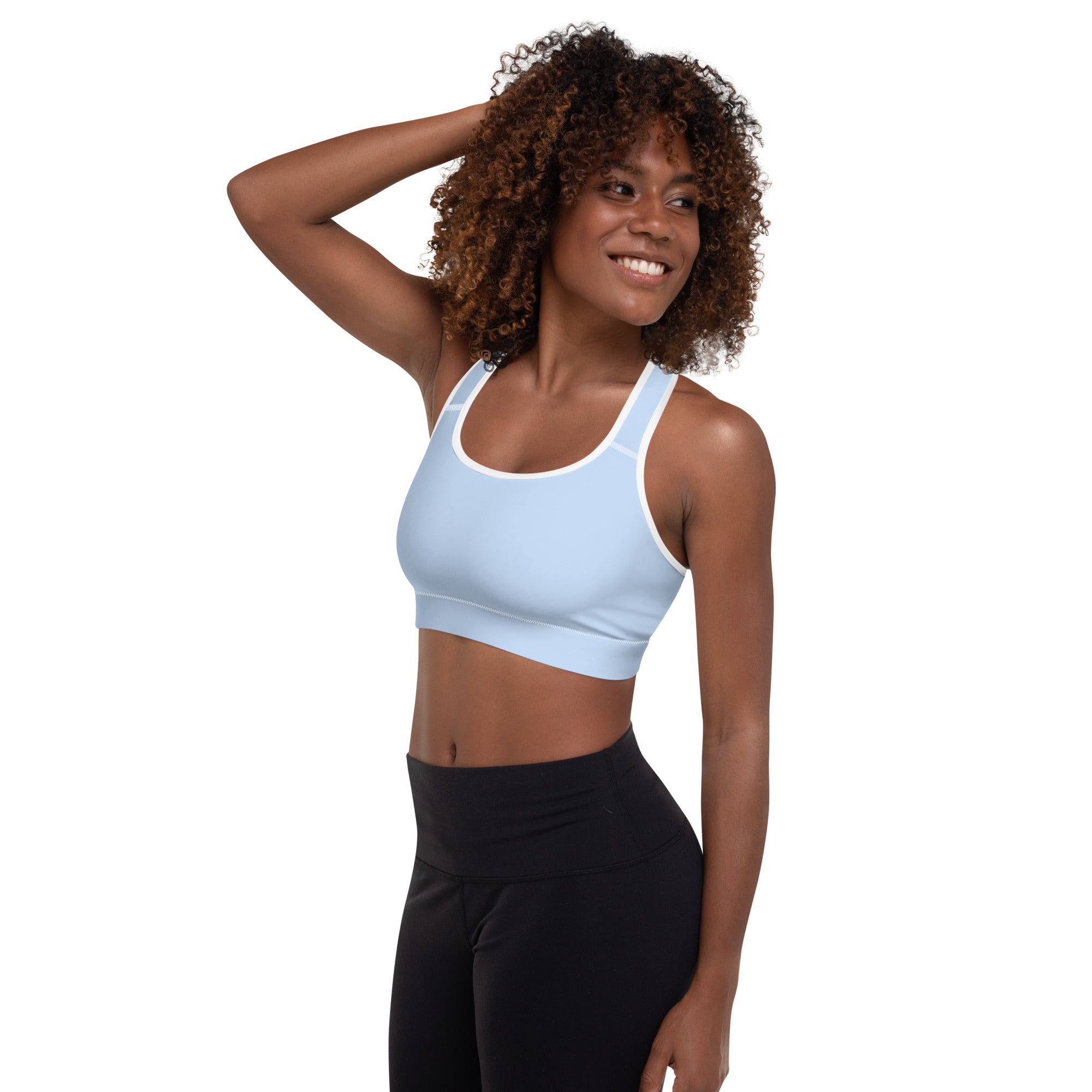 Preppy Plain Baby Blue Padded Sports Bra