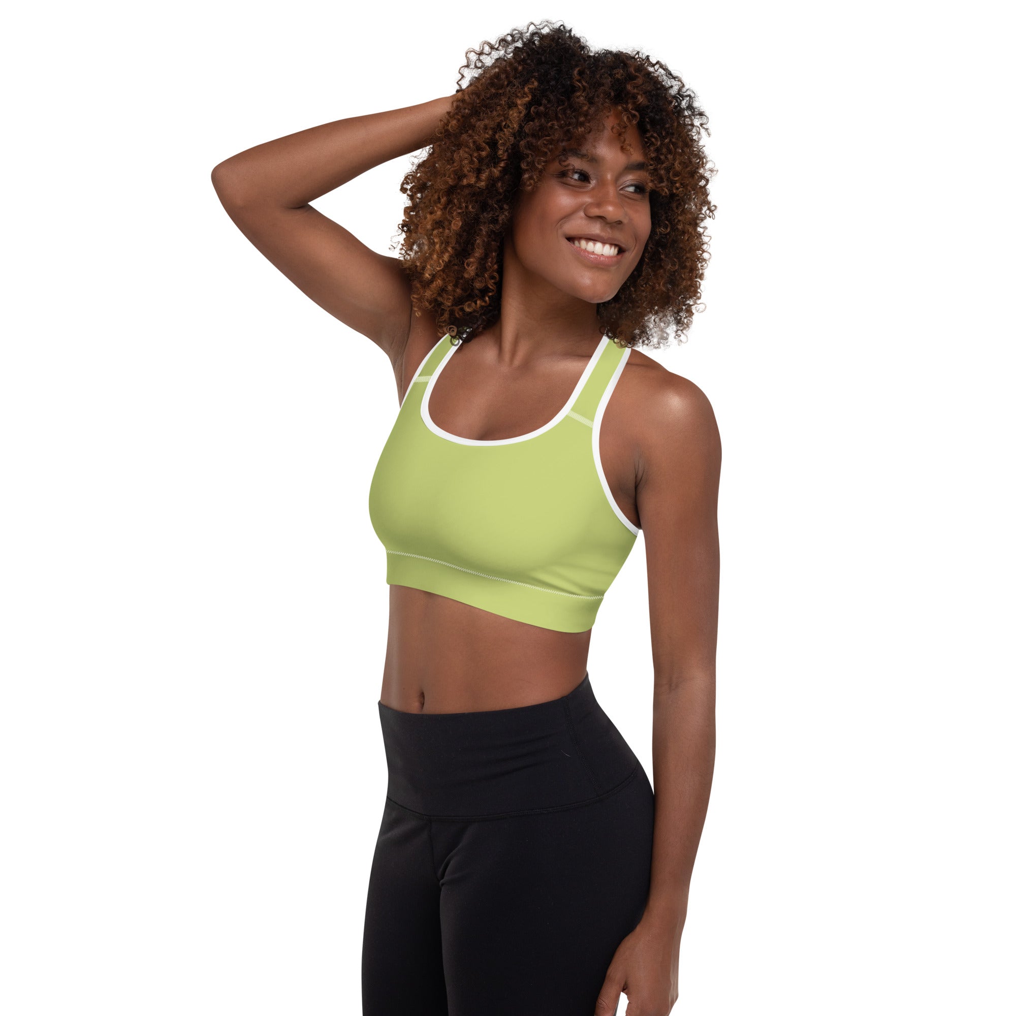 Preppy Plain Olive Green Padded Sports Bra