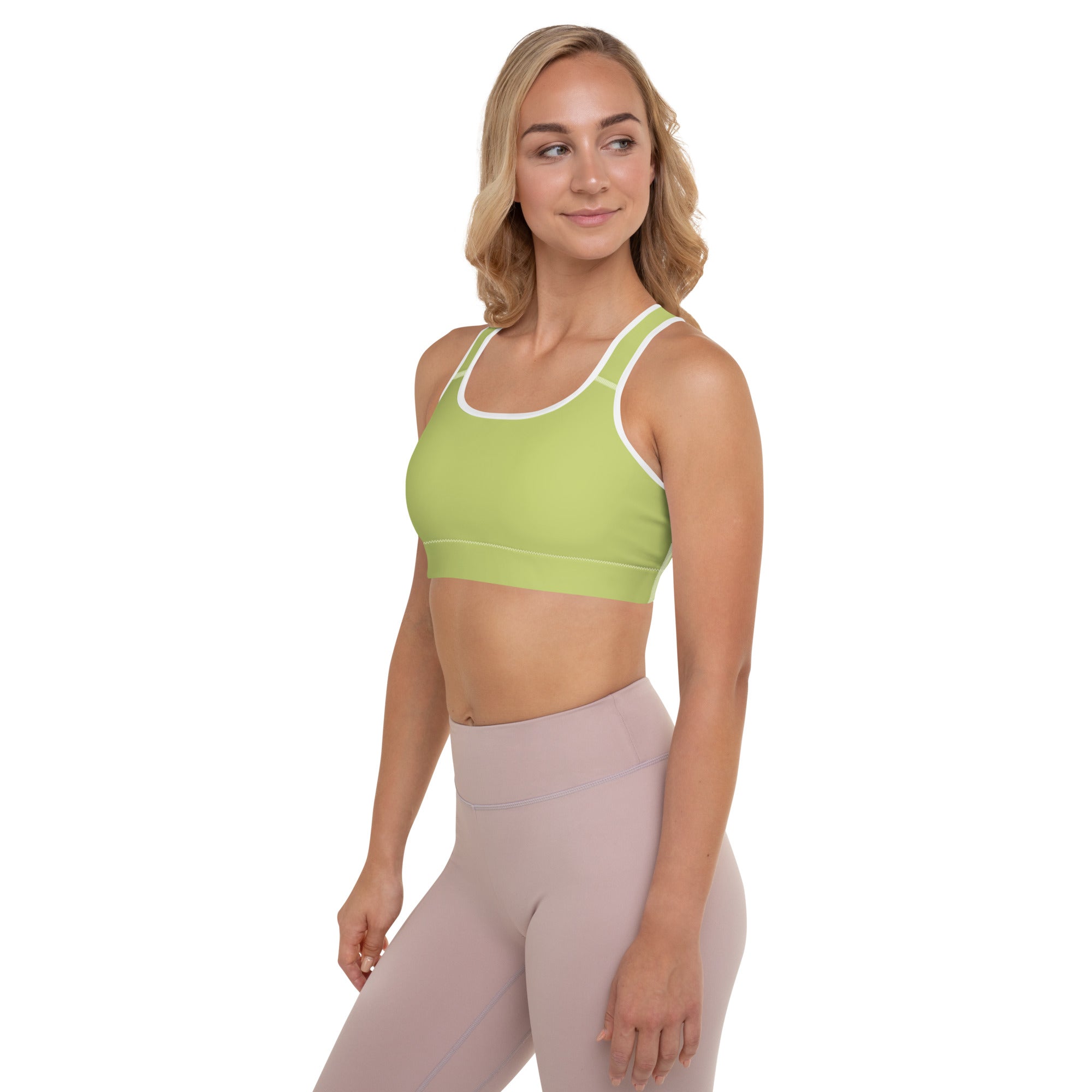 Preppy Plain Olive Green Padded Sports Bra