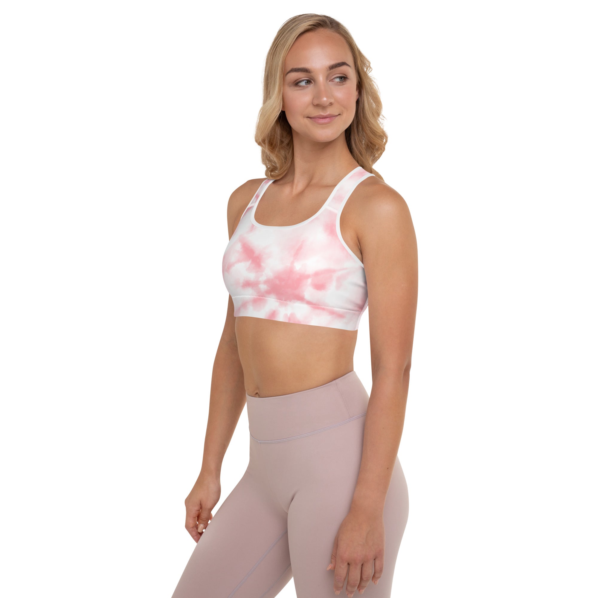 Cute Pink Tie Dye Padded Gym & Sports Bra