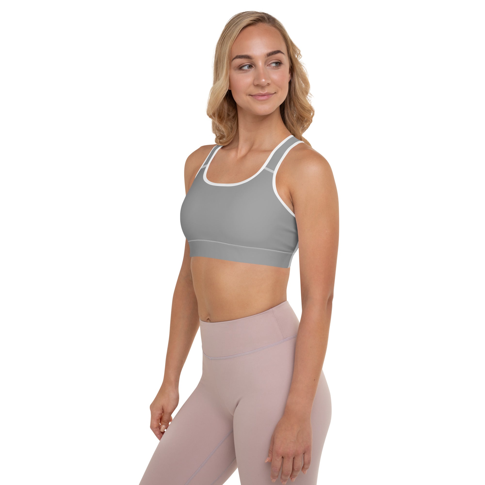 Preppy Aesthetic Grey Padded Sports Bra