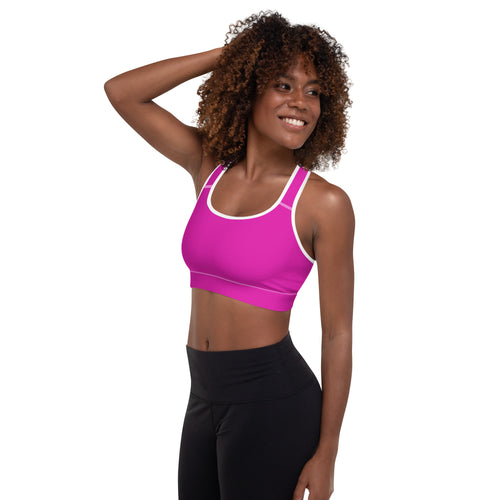 Neon Pink Padded Sports Workout Bra