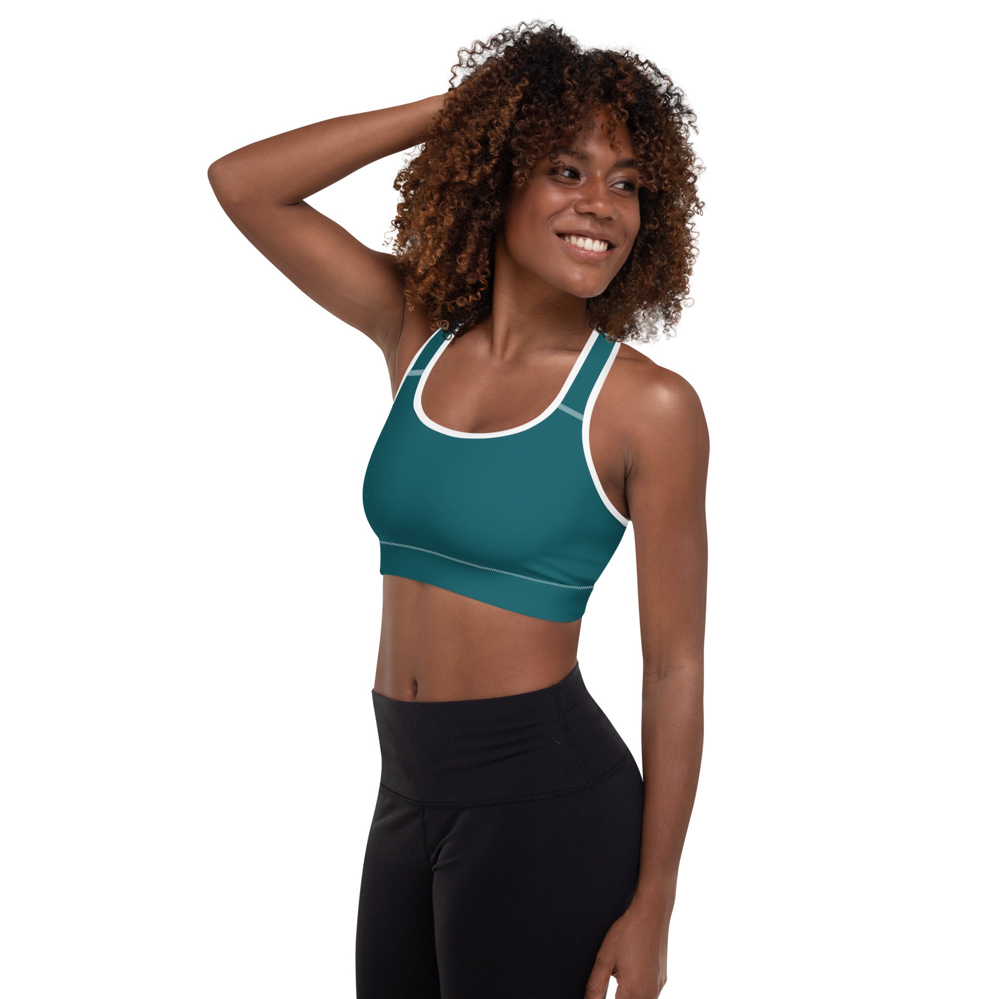 Seamless Teal Padded Gym Sports & Workout Bra