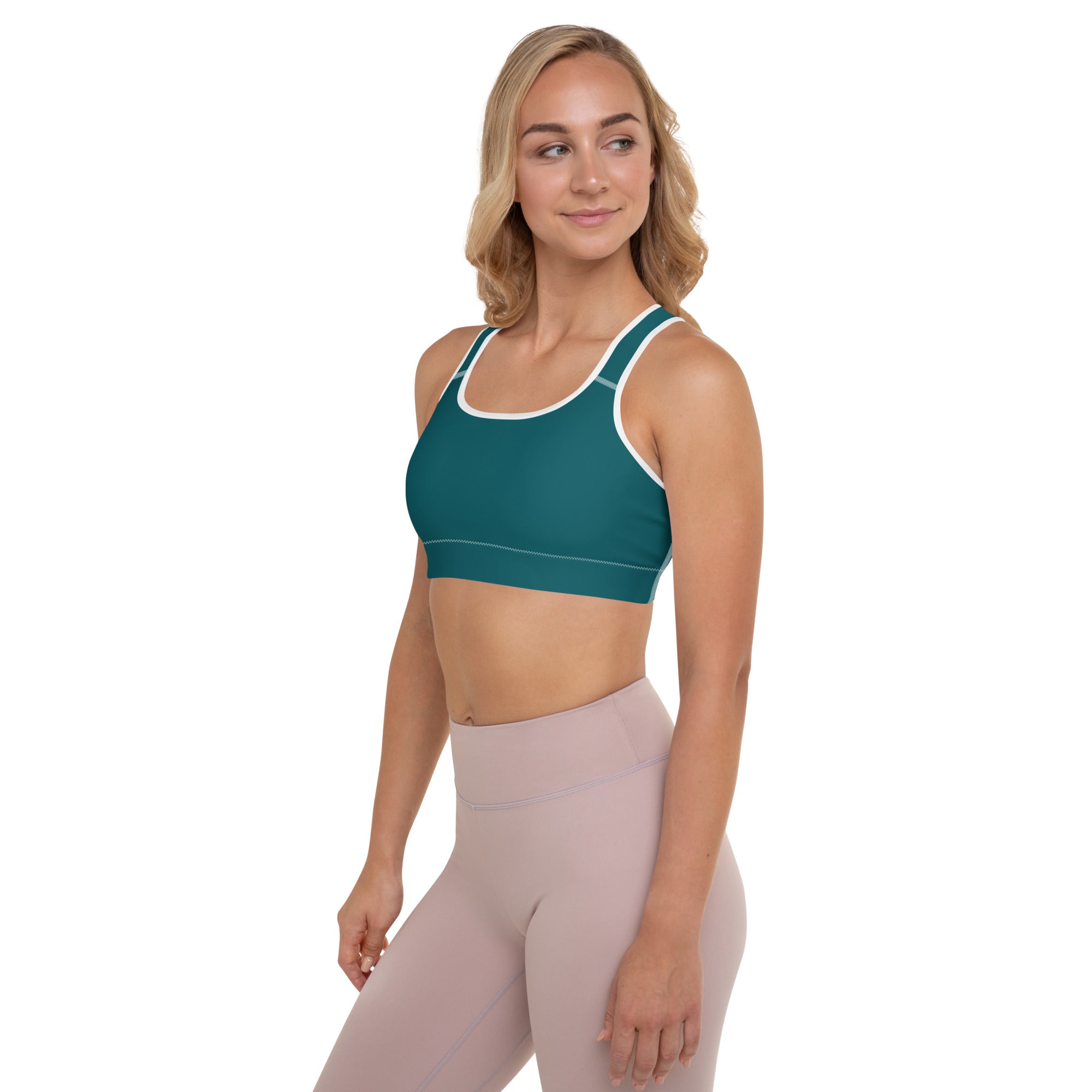 Seamless Teal Padded Gym Sports & Workout Bra