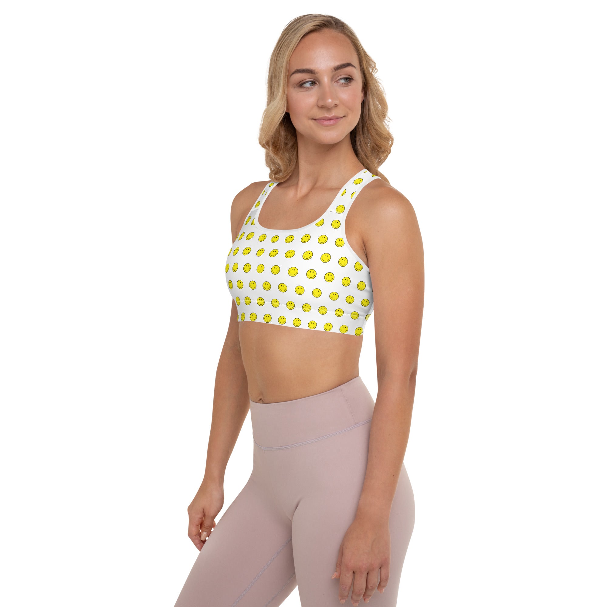 Preppy Smiley Face Padded Gym & Sports Bra