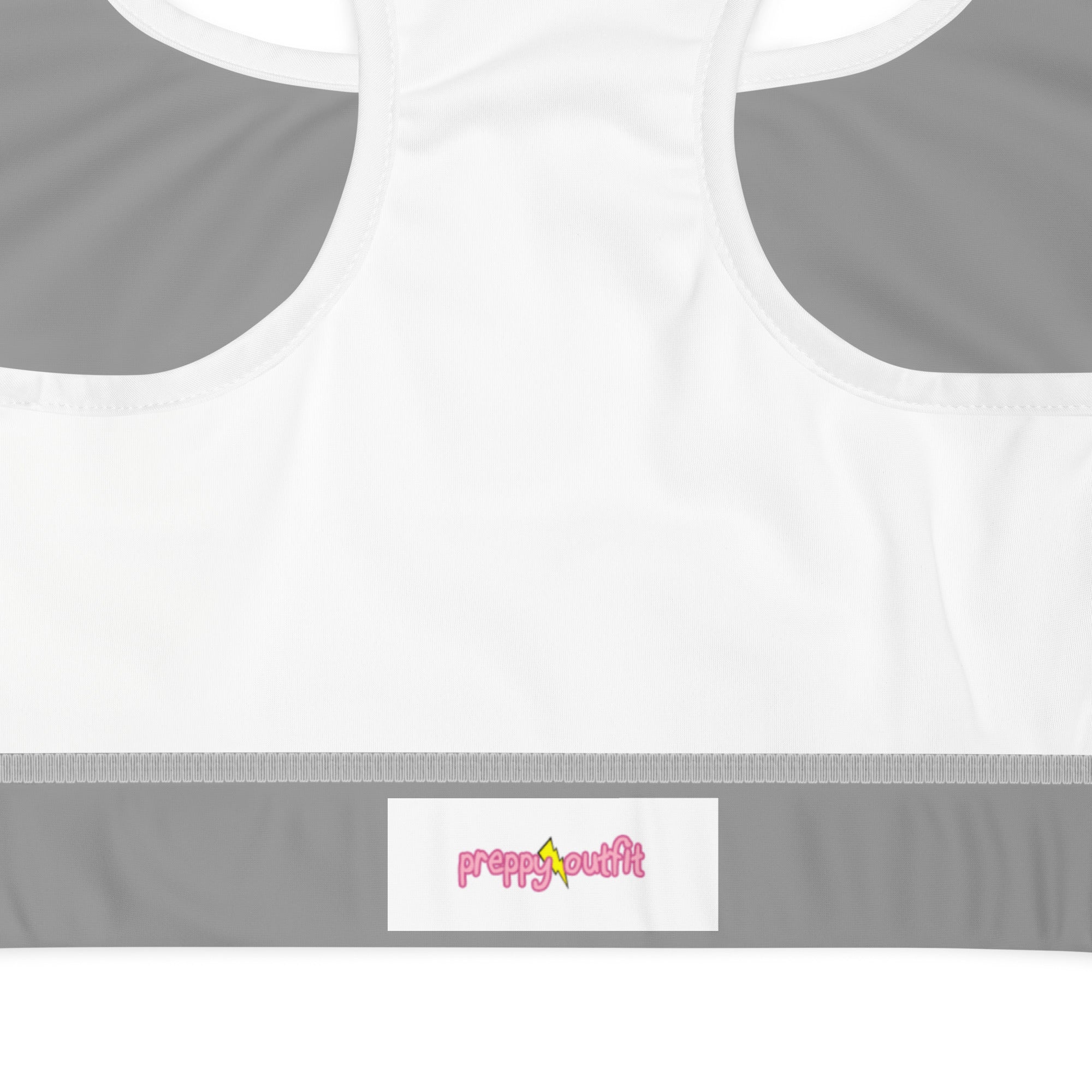 Preppy Aesthetic Grey Padded Sports Bra