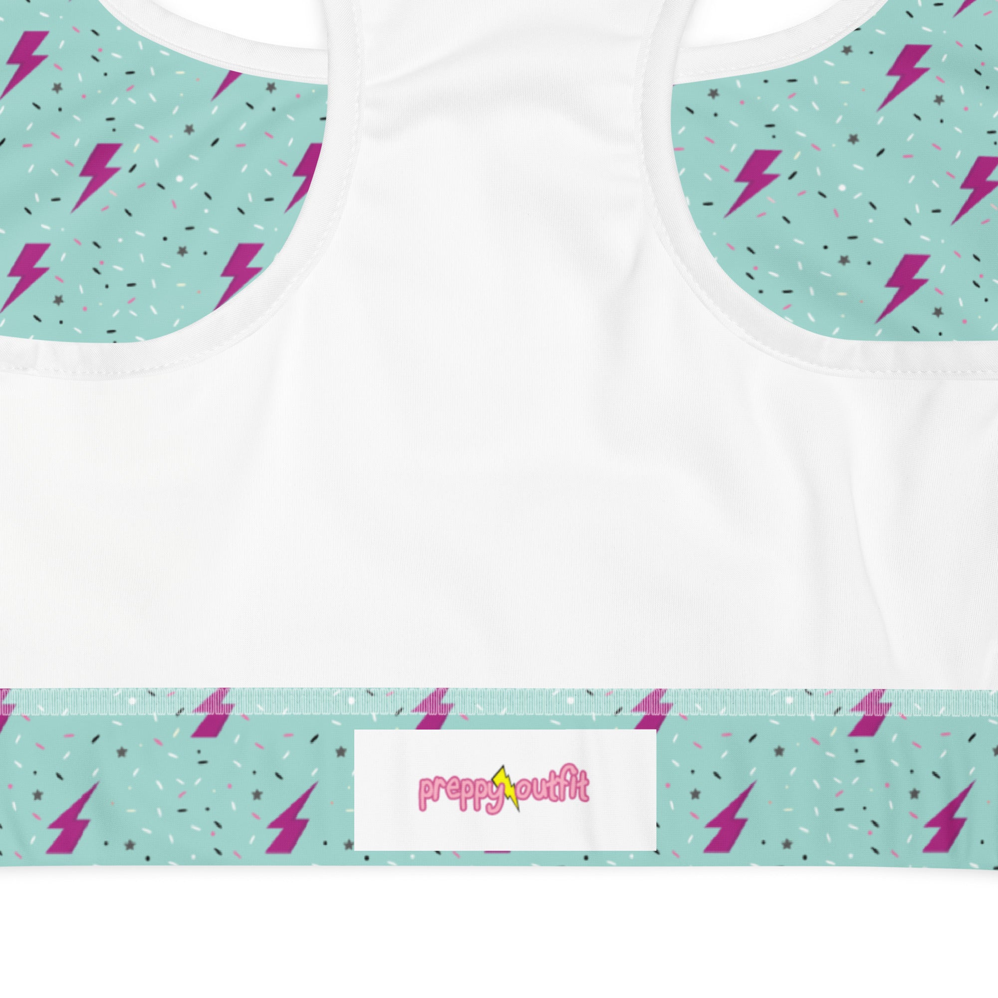 Preppy Green Lightning Bolts Pattern Padded Sports Bra