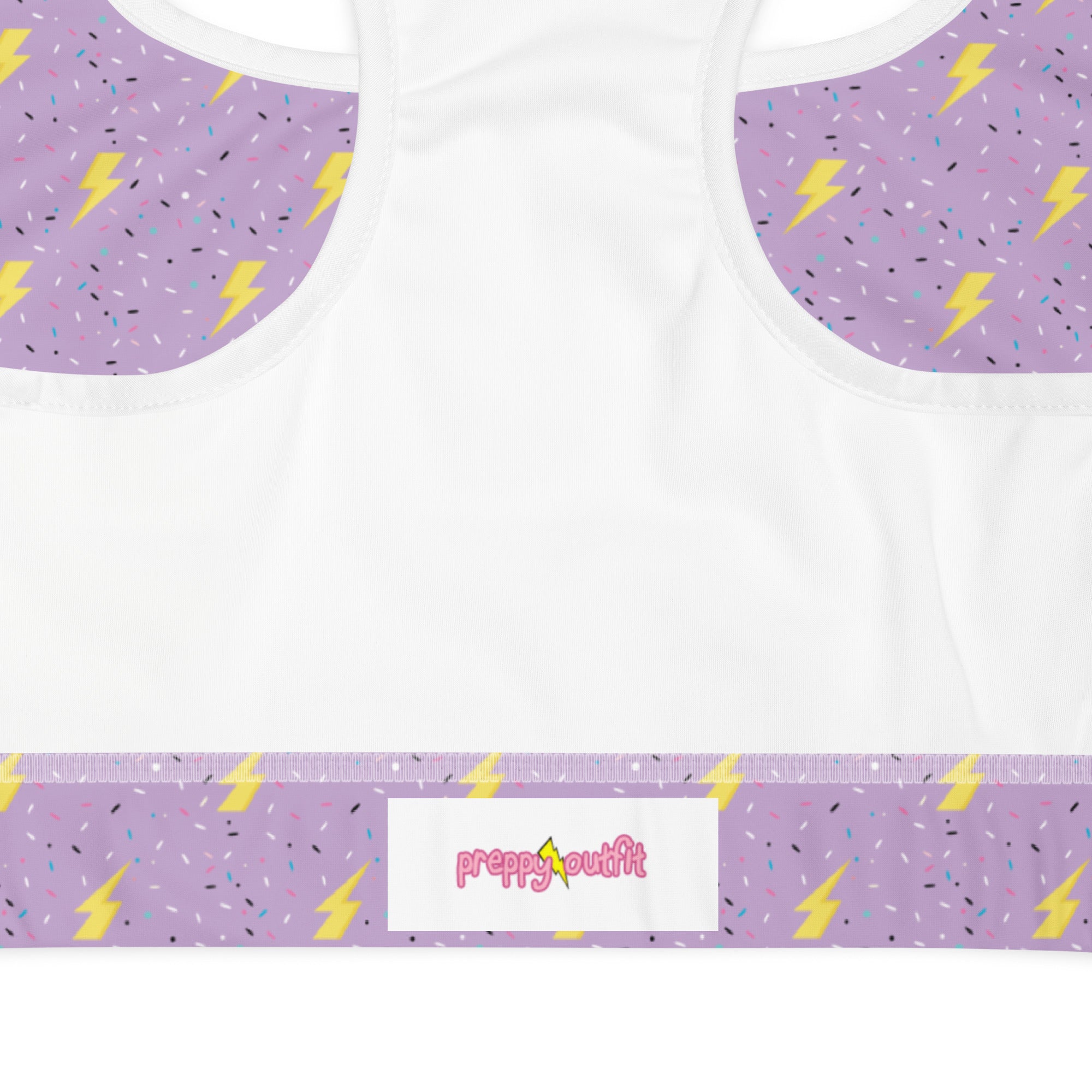 Preppy Lightning Bolts Purple Padded Sports Bra