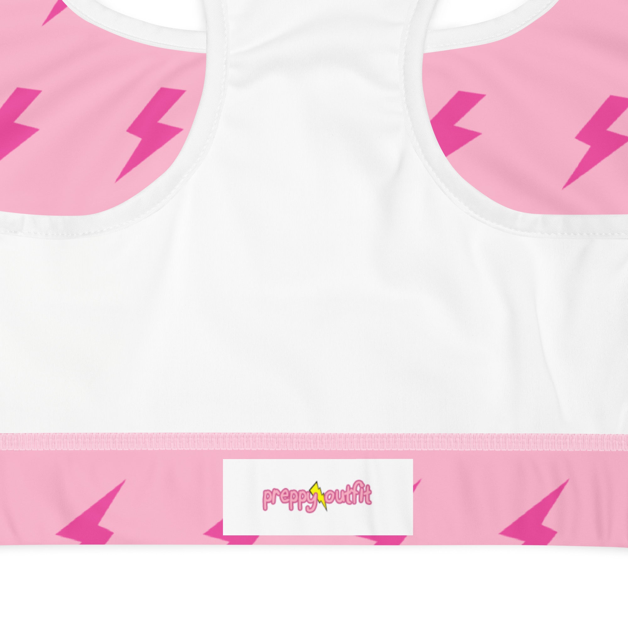 Preppy Pink Lightning Bolts Padded Gym & Sports Bra