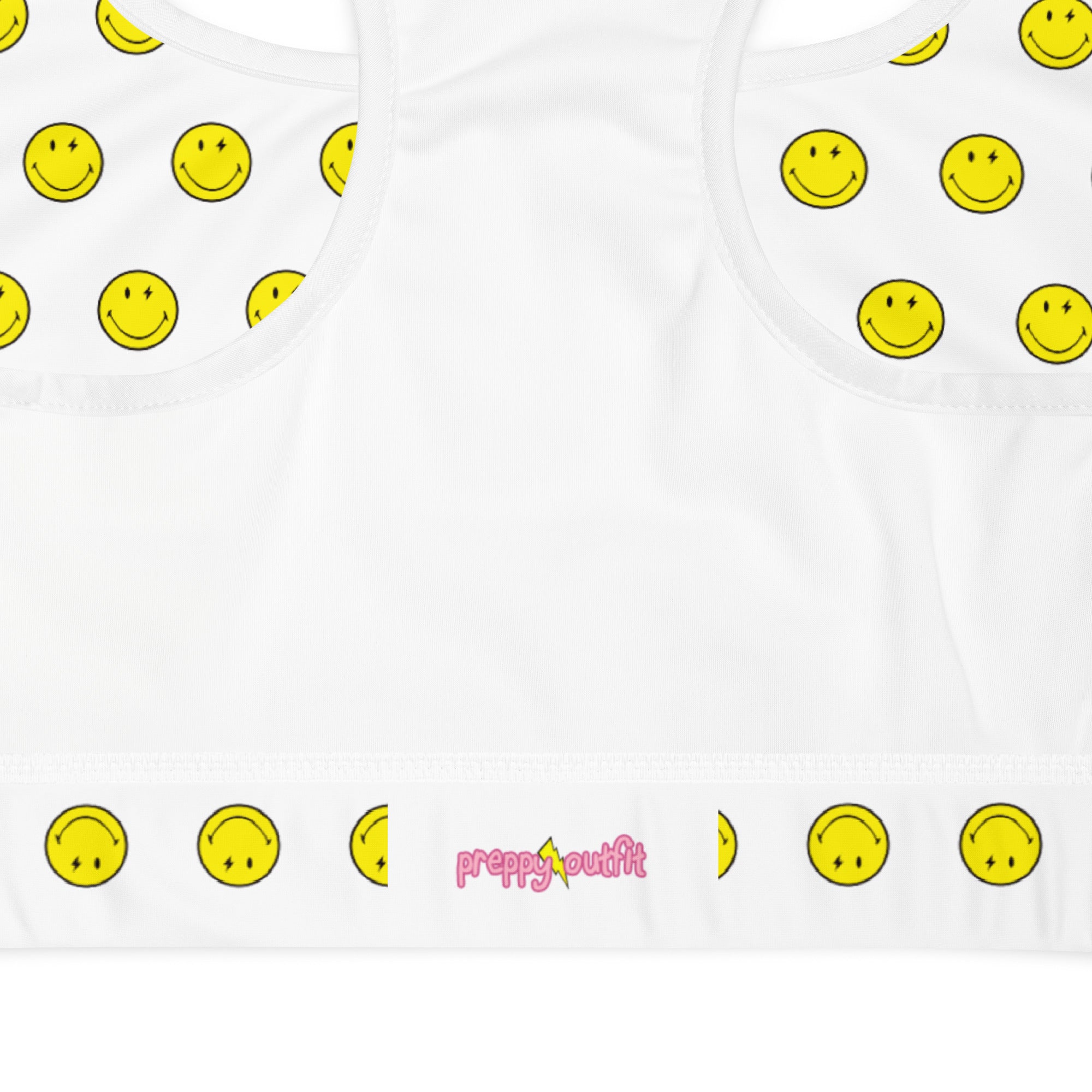 Preppy Smiley Face Padded Gym & Sports Bra