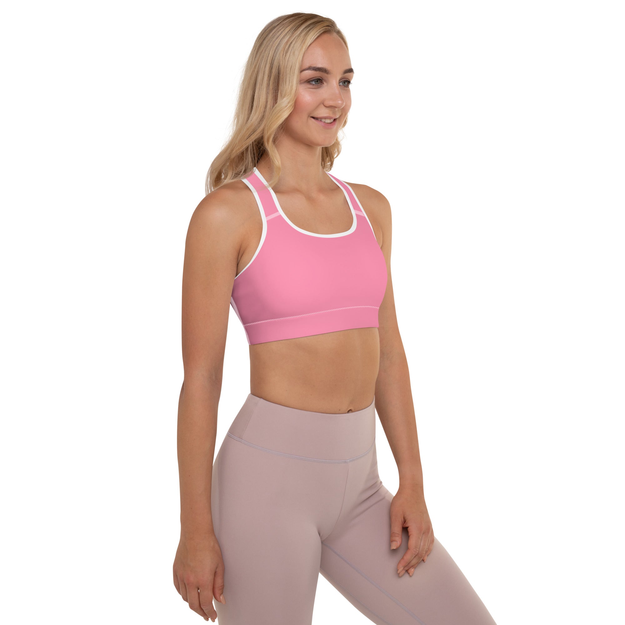 Preppy Plain Pink Padded Sports Bra