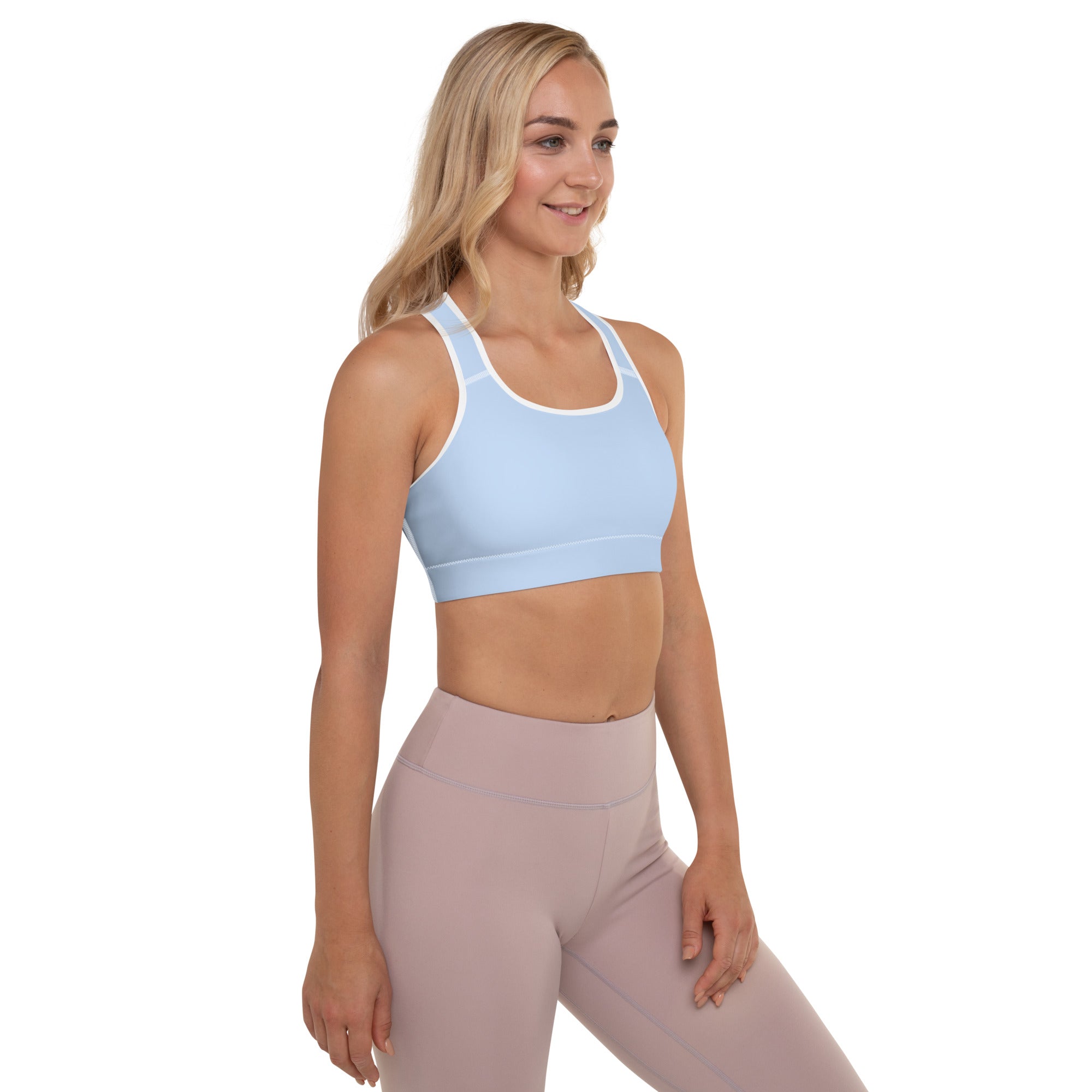 Preppy Plain Baby Blue Padded Sports Bra