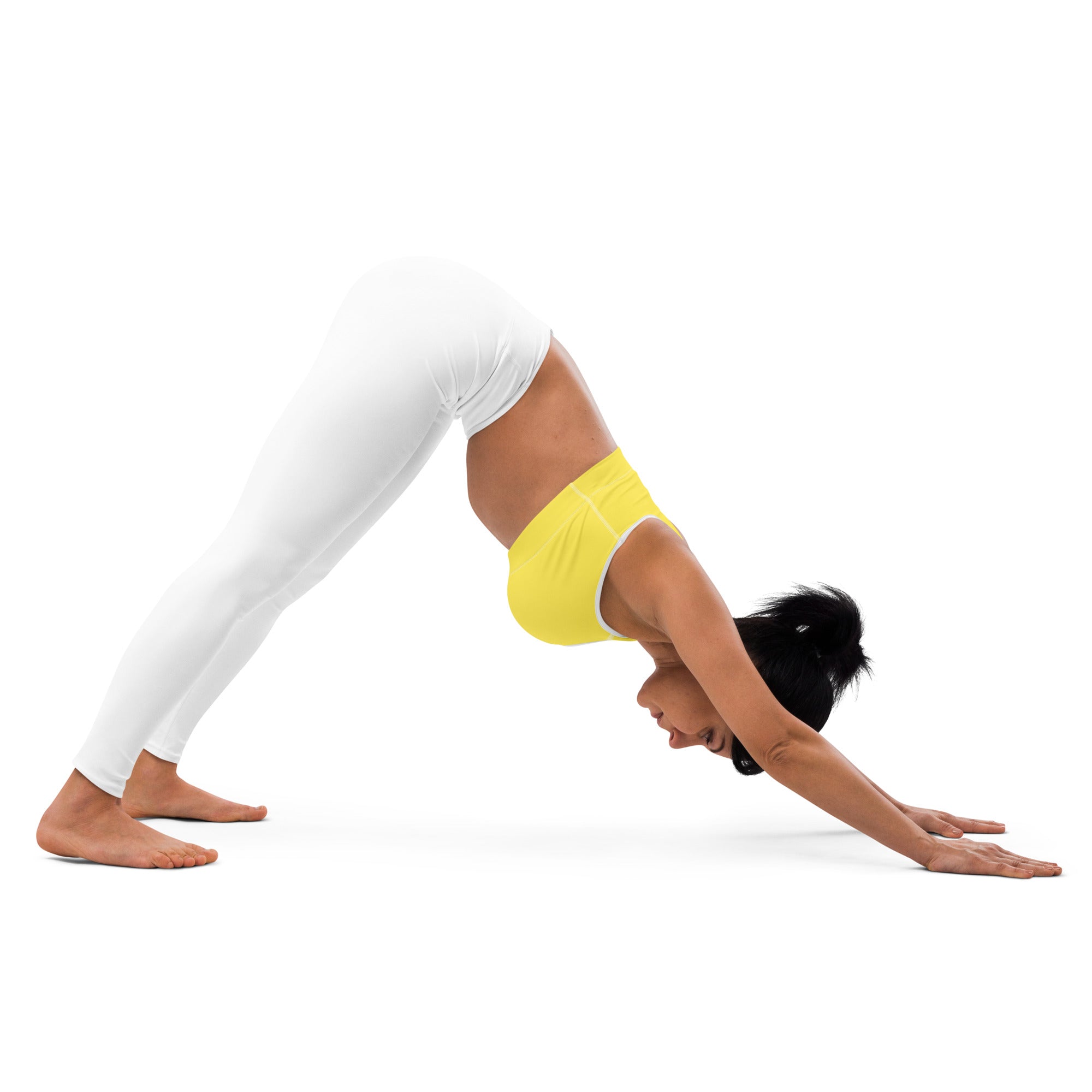 Preppy Plain Yellow Padded Sports Bra