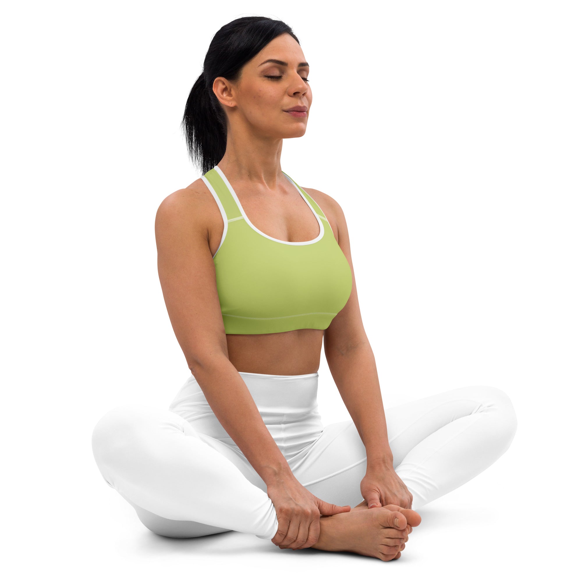 Preppy Plain Olive Green Padded Sports Bra