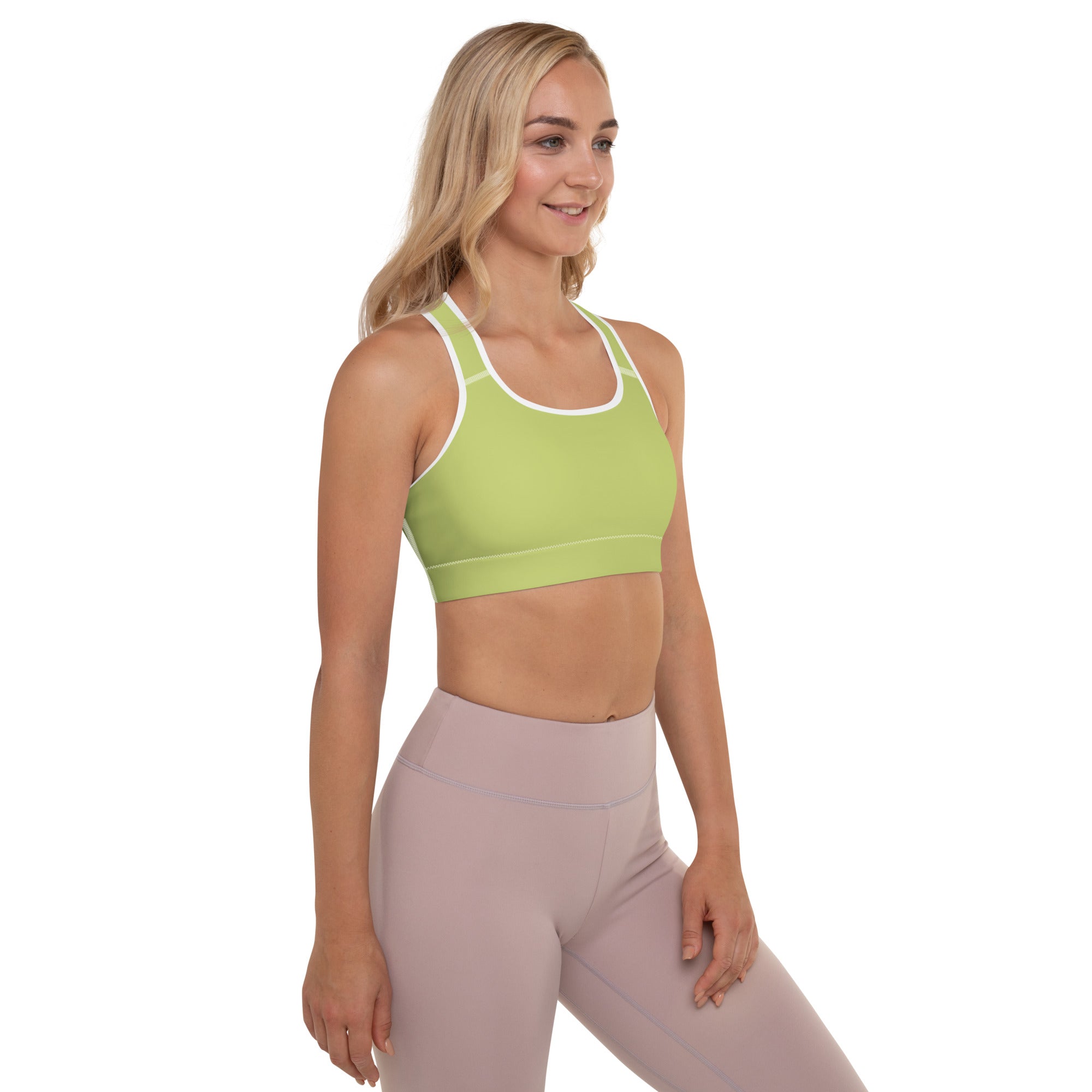 Preppy Plain Olive Green Padded Sports Bra